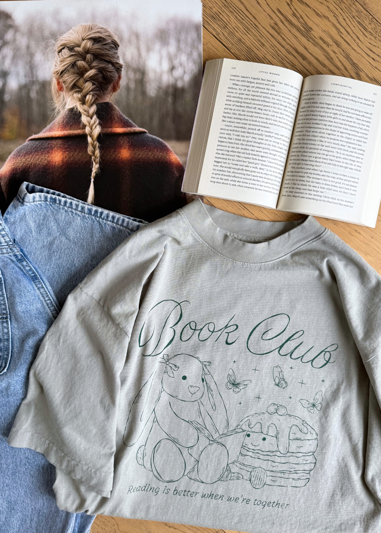 book club tee in sage