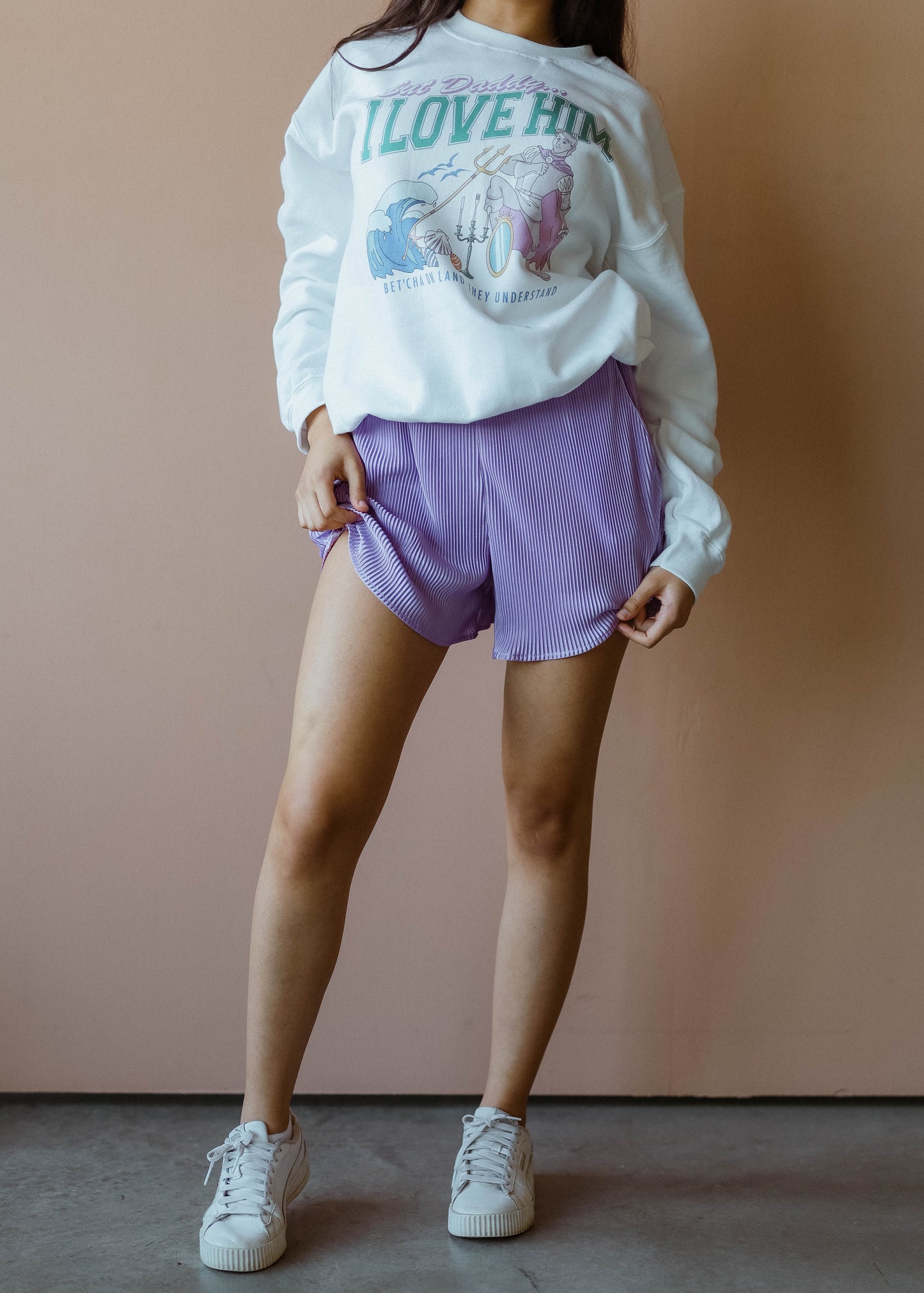 mermaid sea shorts in lilac