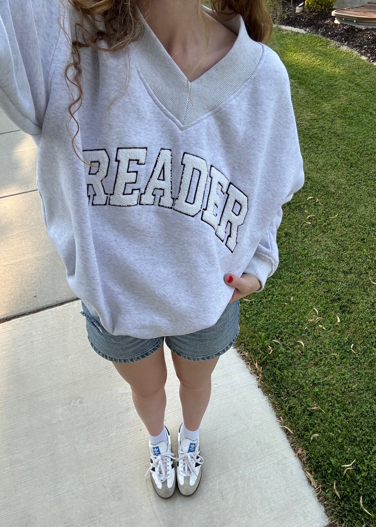 reader v-neck sweatshirt