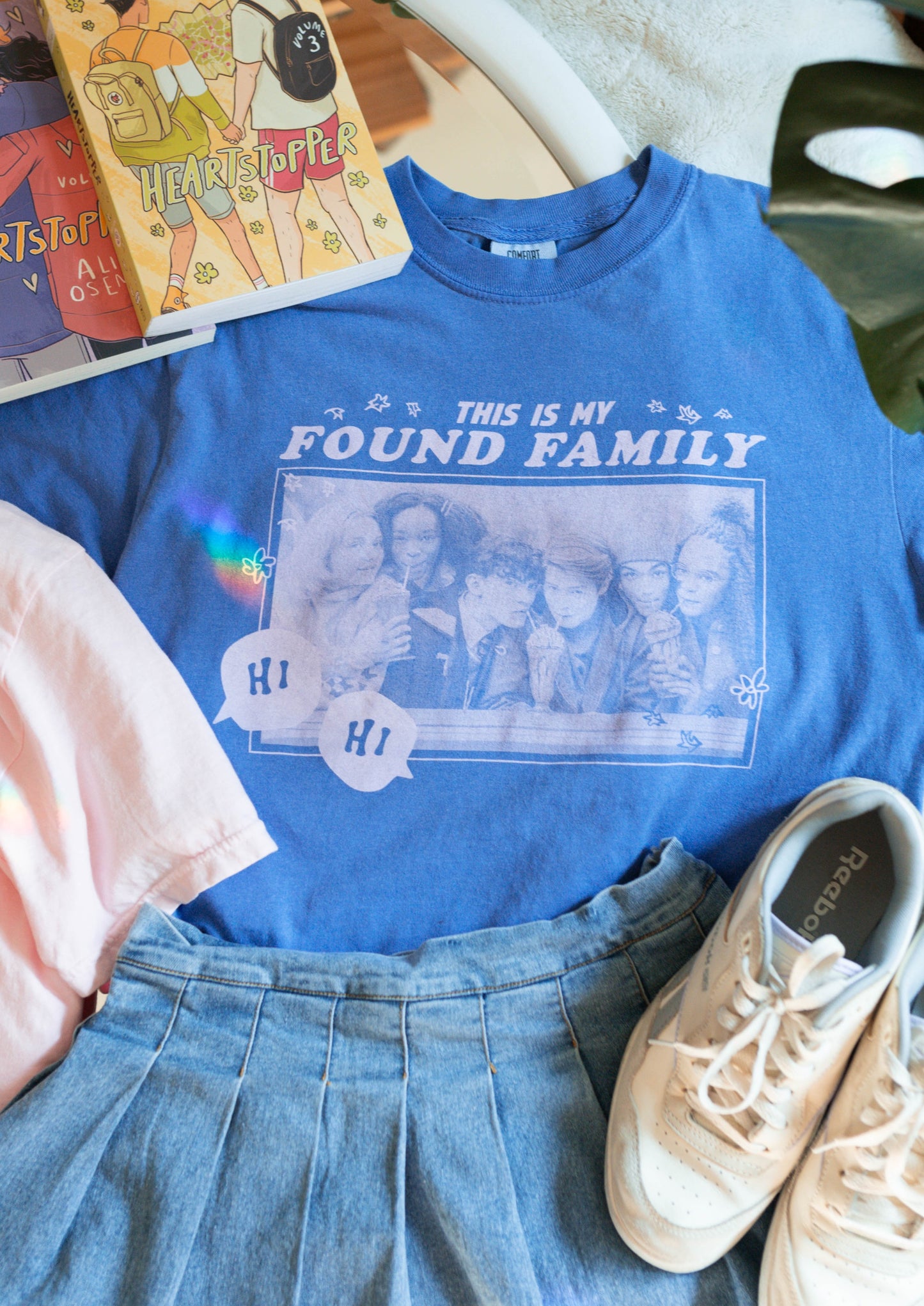 found family heartstopper tee in periwinkle