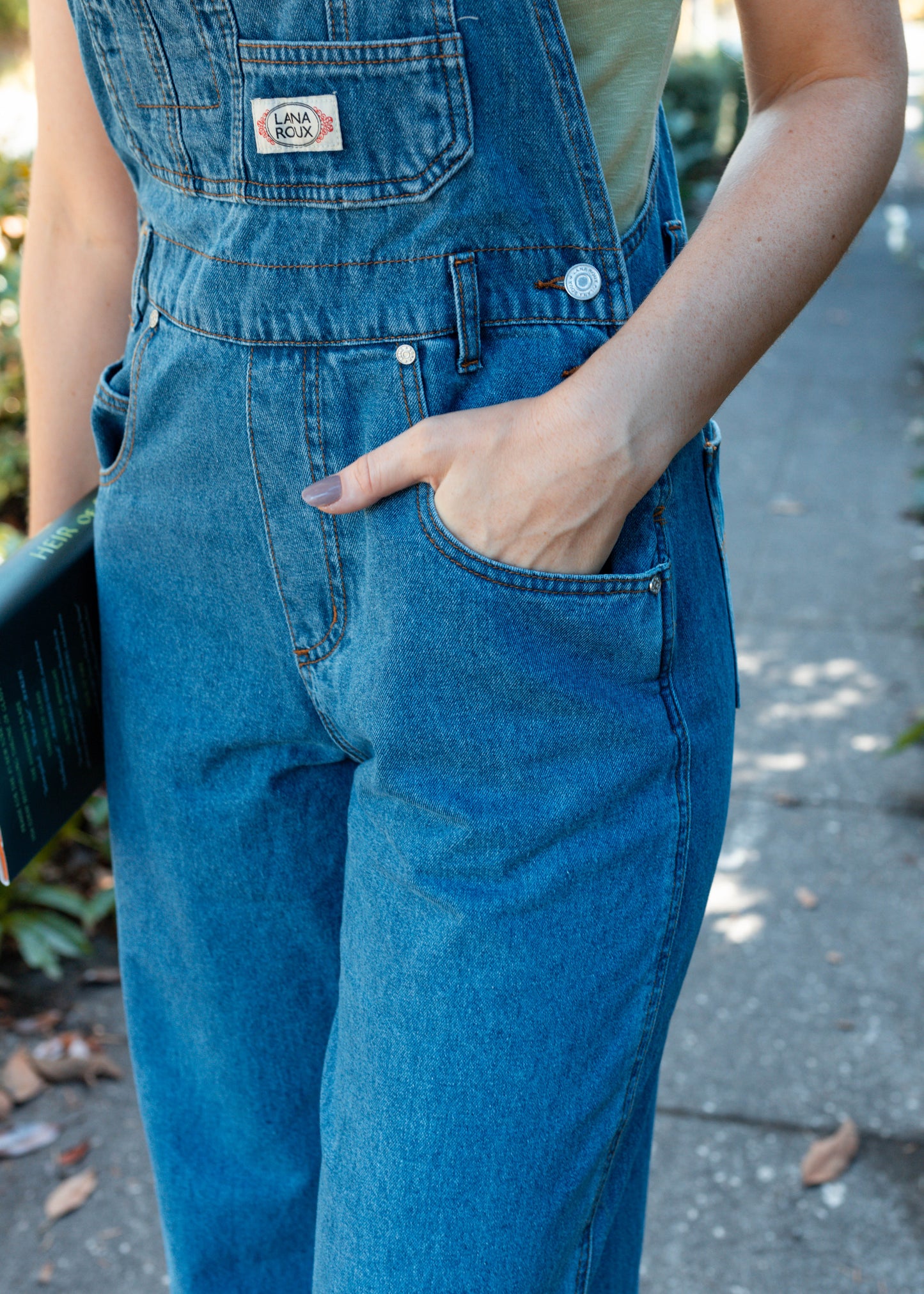 retro academia overalls in denim
