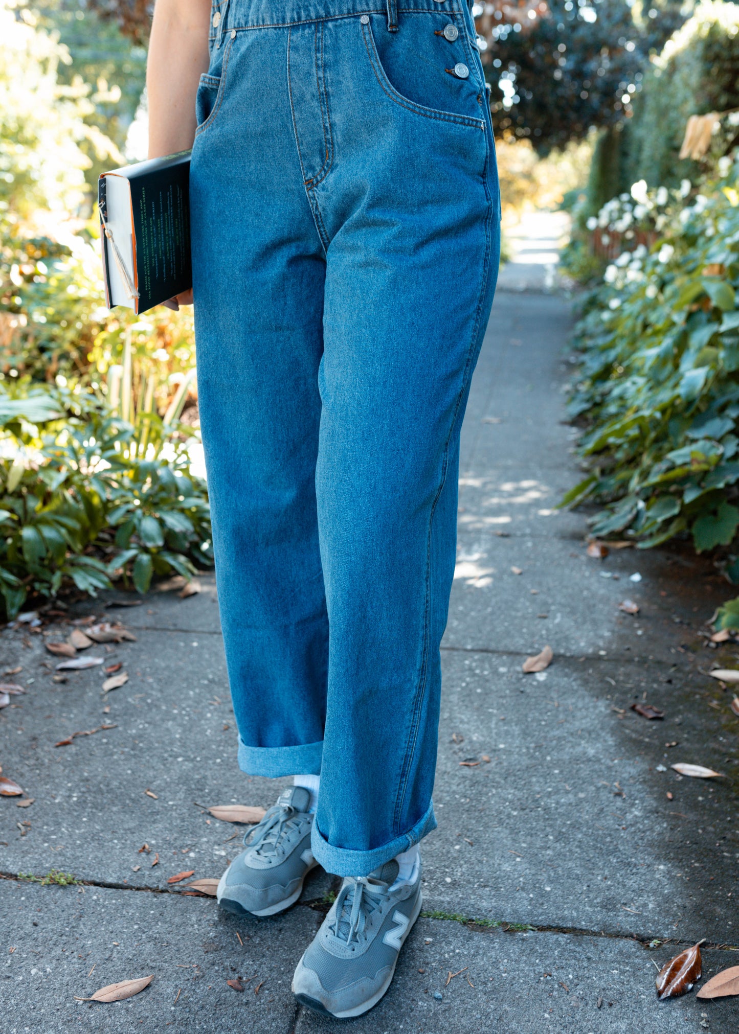 retro academia overalls in denim