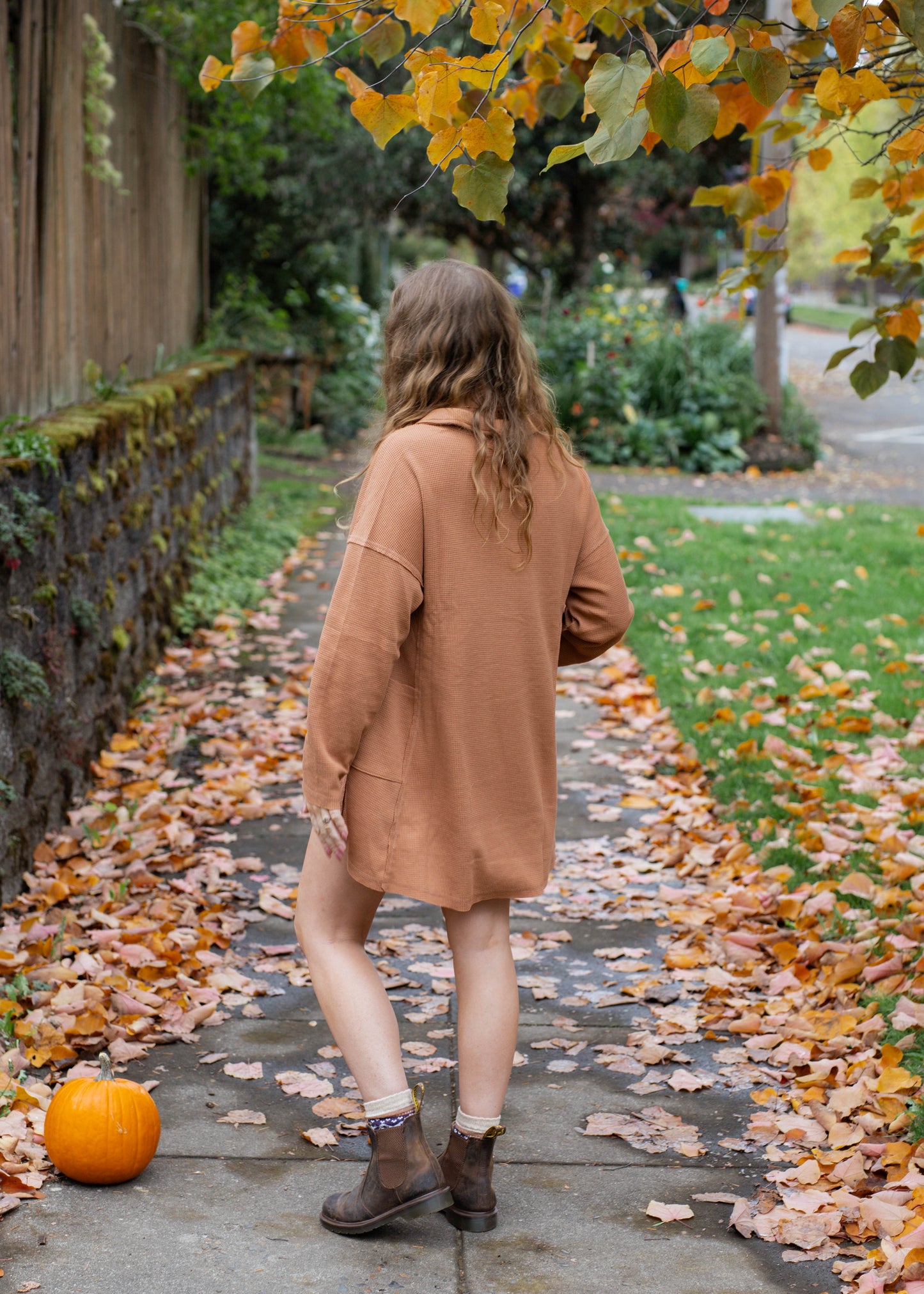 bookstore date dress in pumpkin spice