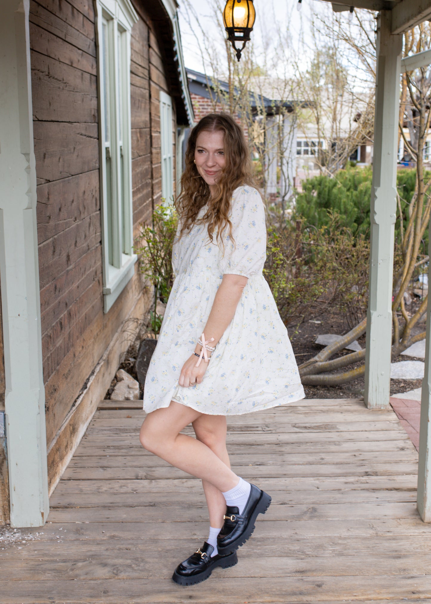 regency girl spring floral dress