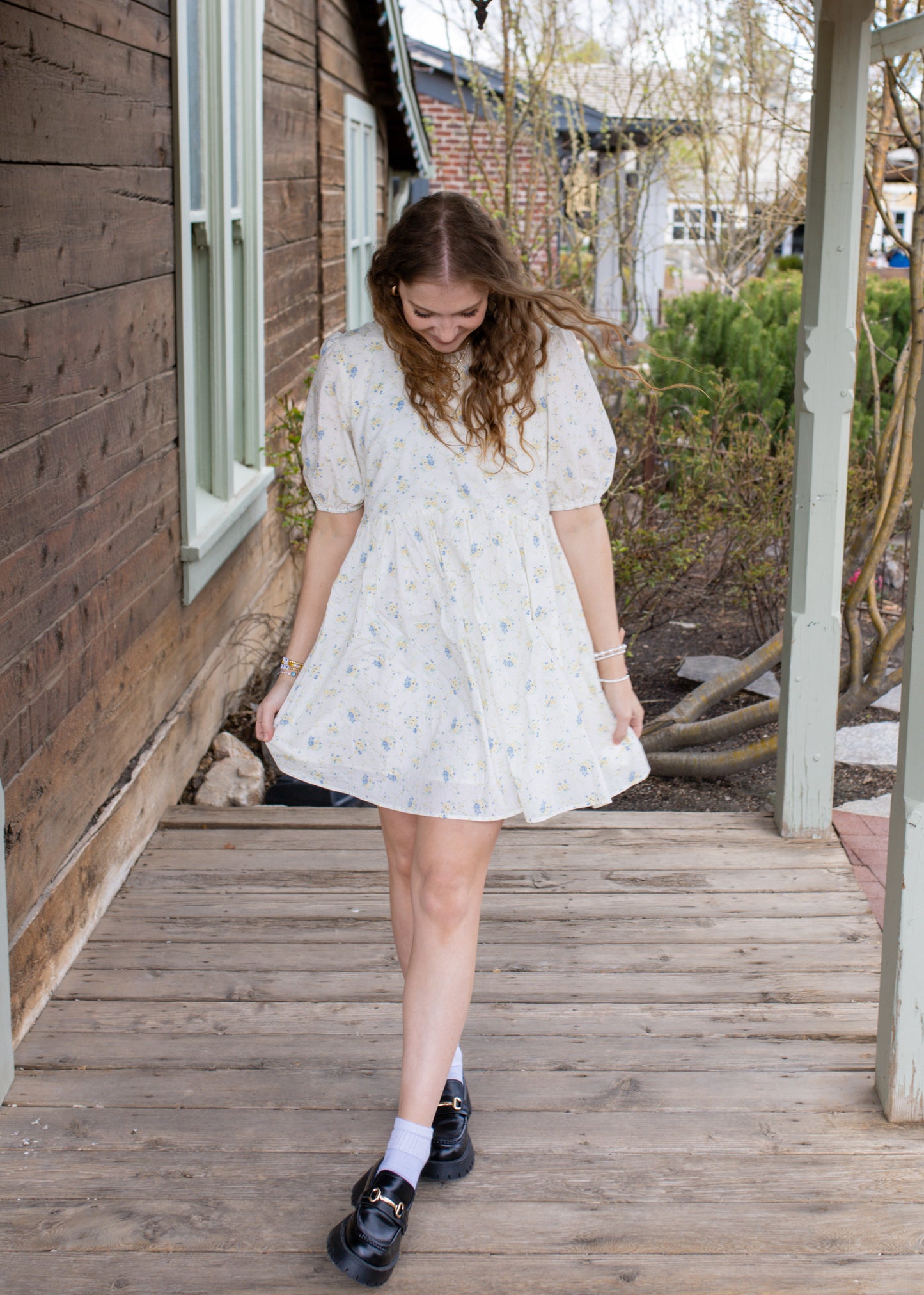 regency girl spring floral dress