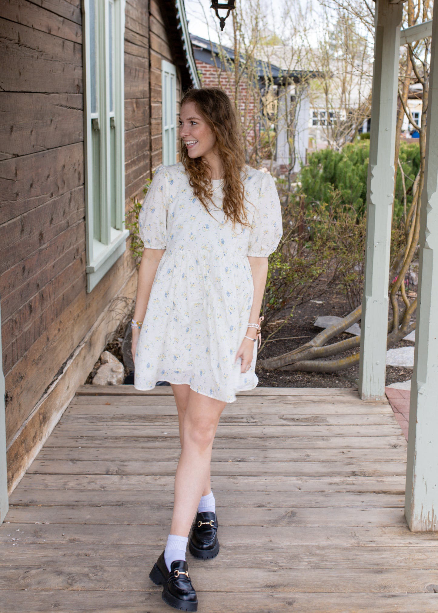 regency girl spring floral dress