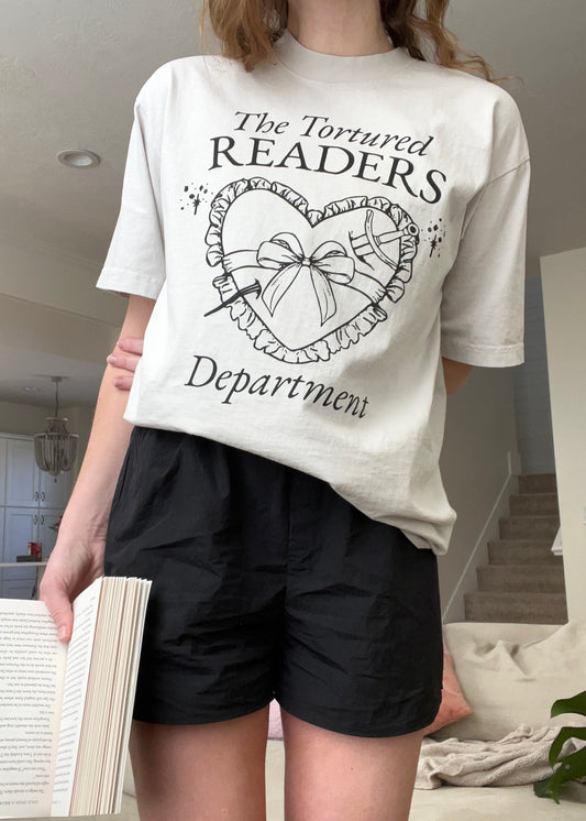 tortured readers department tee in cement