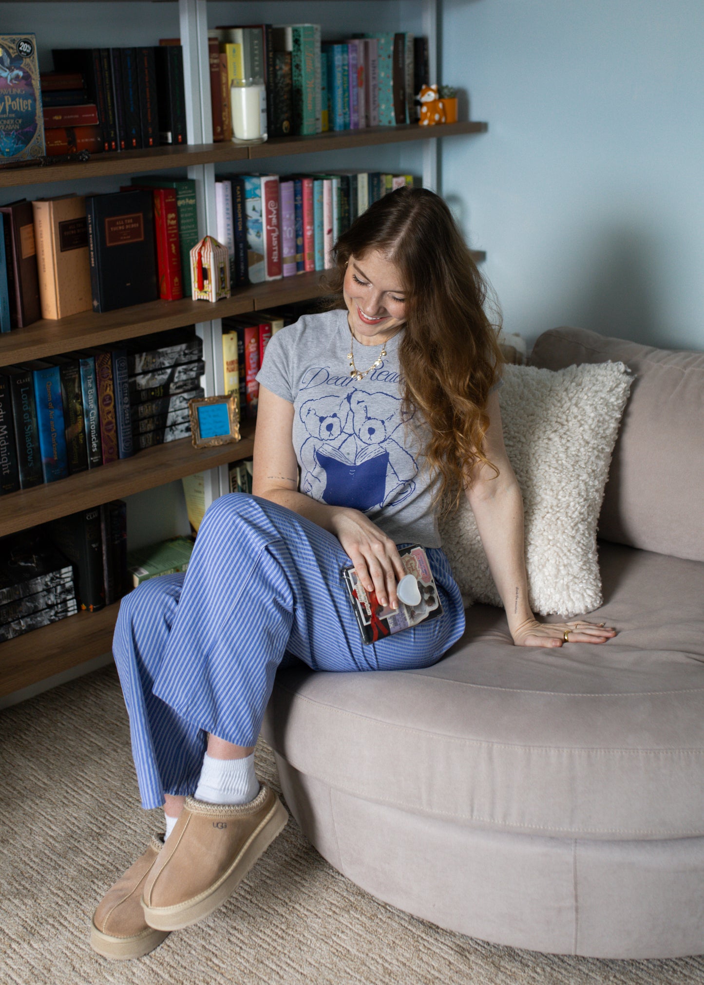 turning pages pants in denim blue