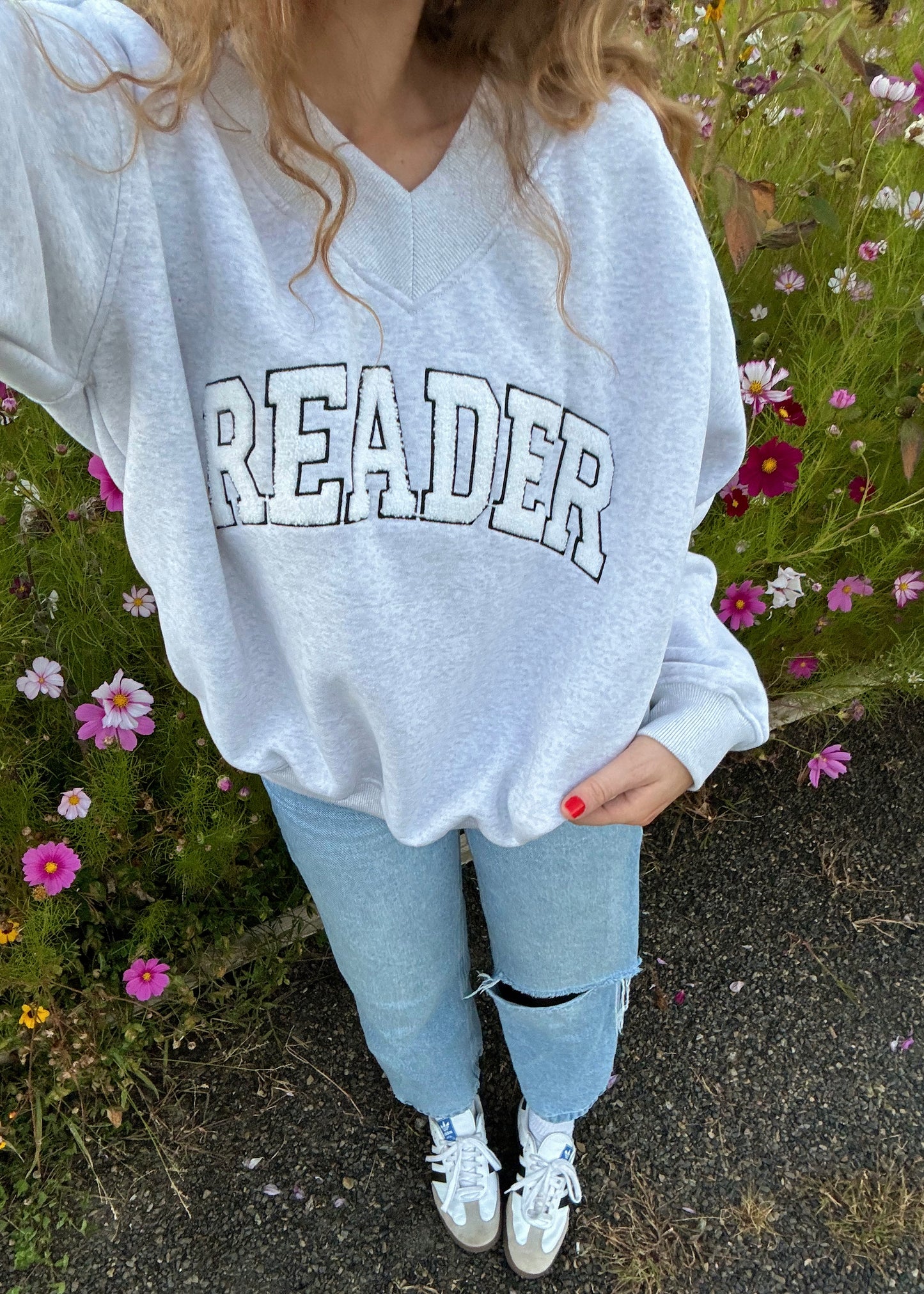 reader v-neck sweatshirt