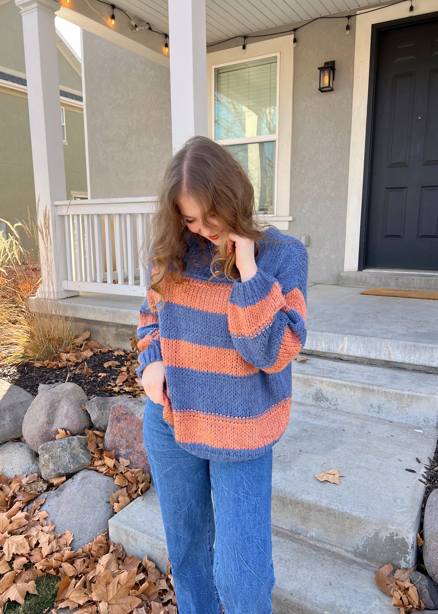 wise at heart sweater (blue & bronze version)