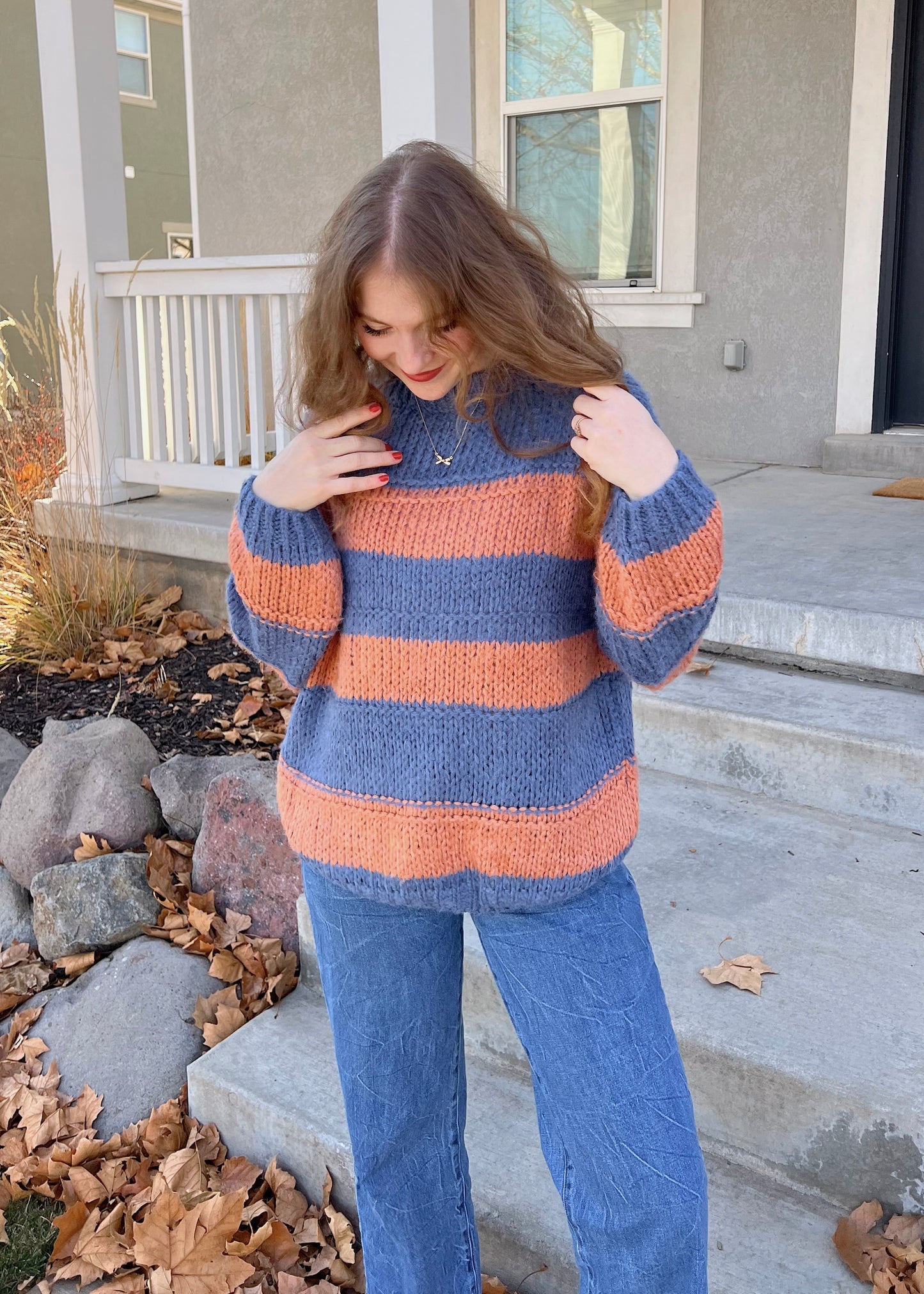 wise at heart sweater (blue & bronze version)