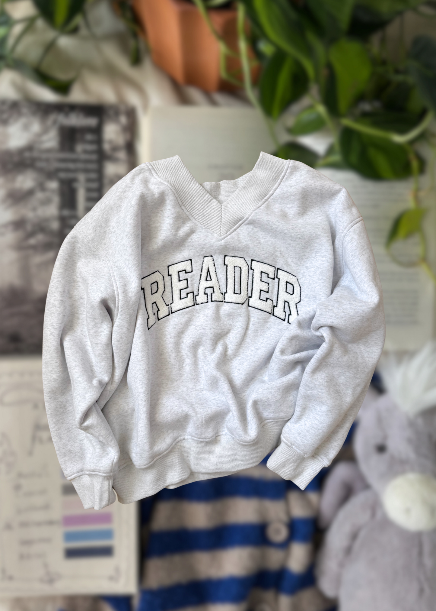 reader v-neck sweatshirt