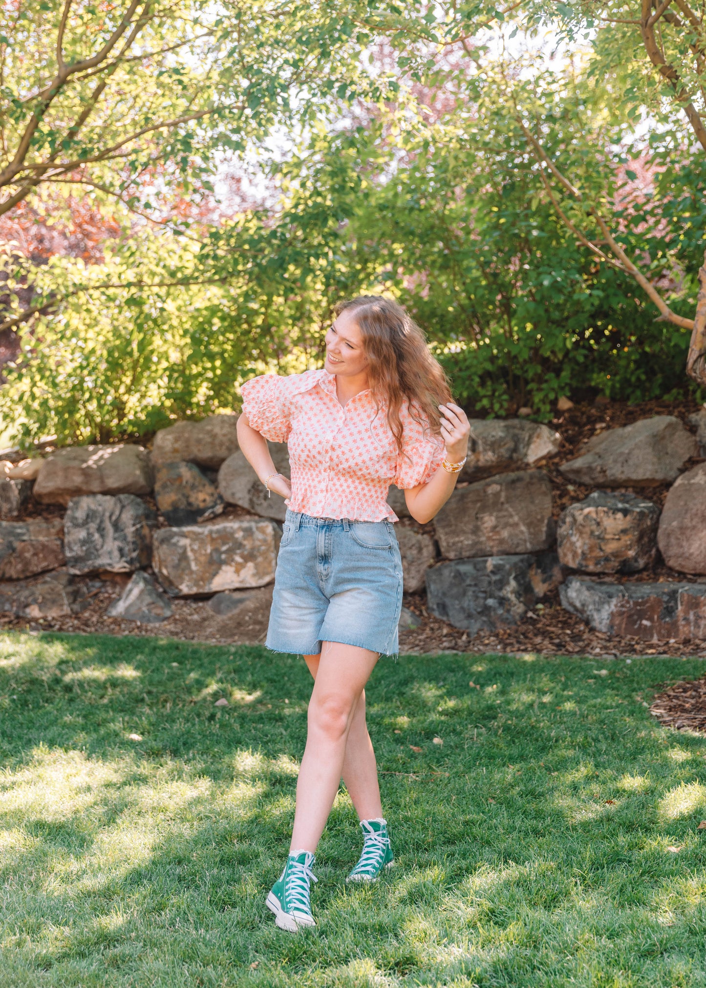 castle grounds top in pink
