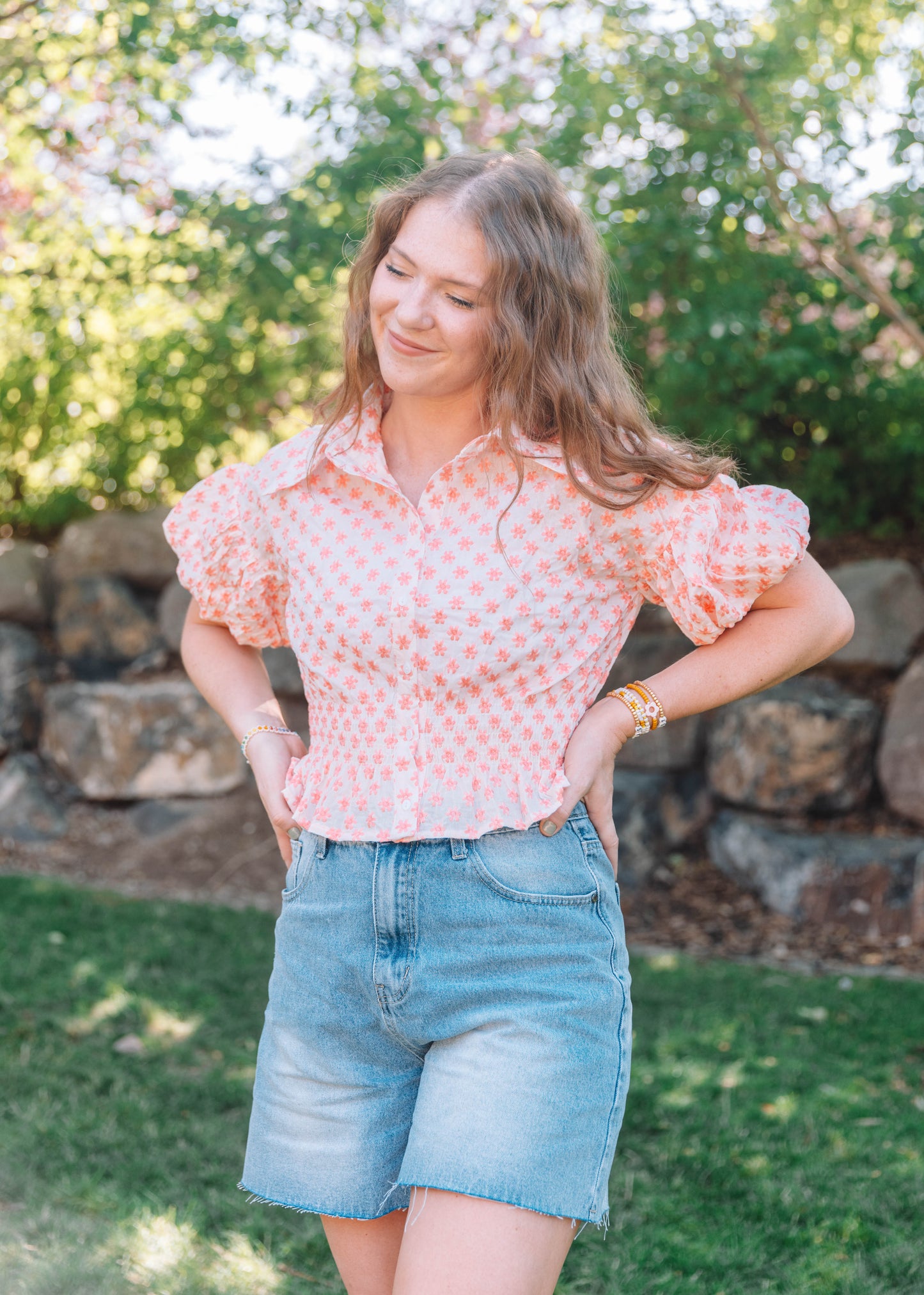 castle grounds top in pink