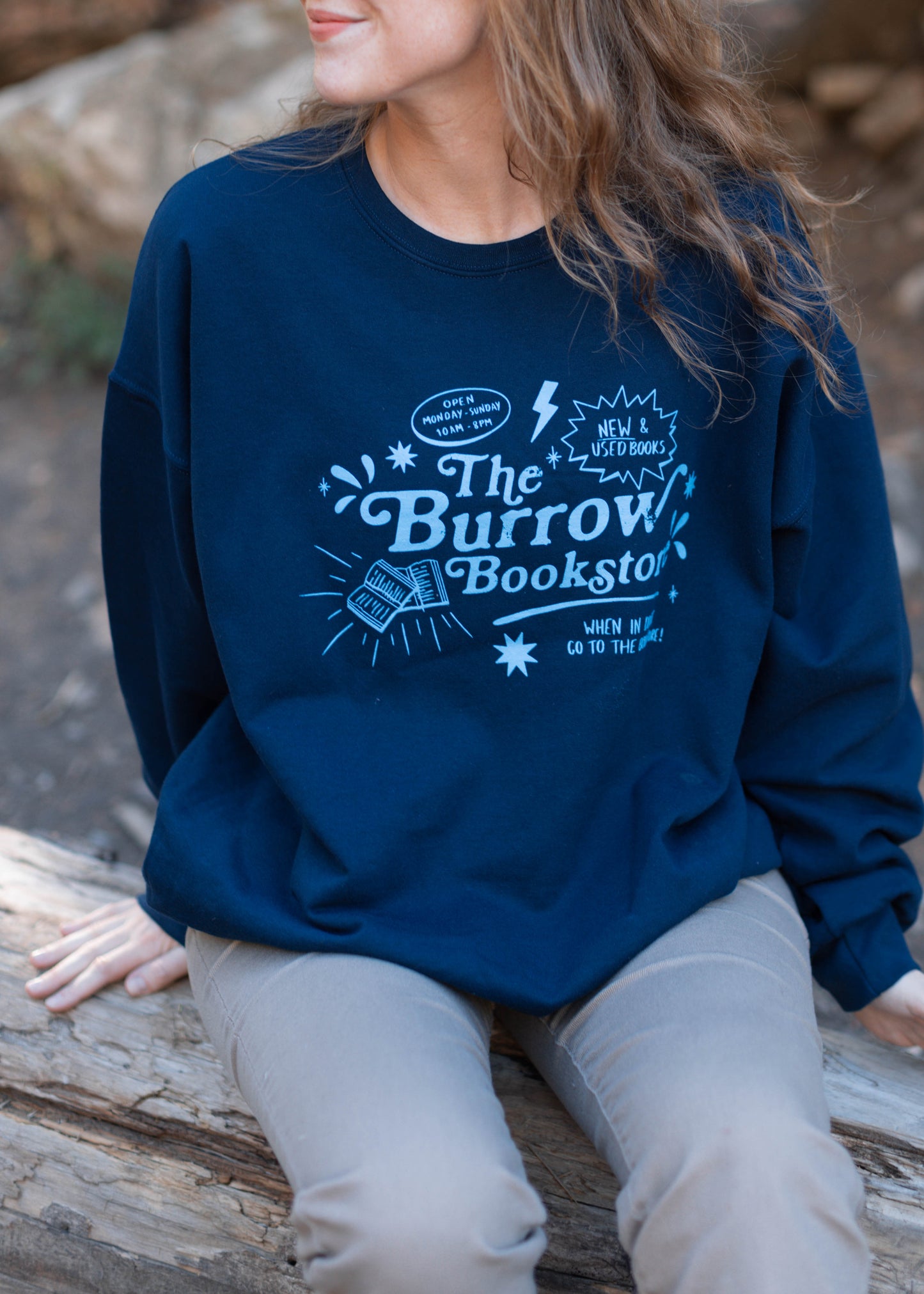 burrow bookstore crewneck in blue
