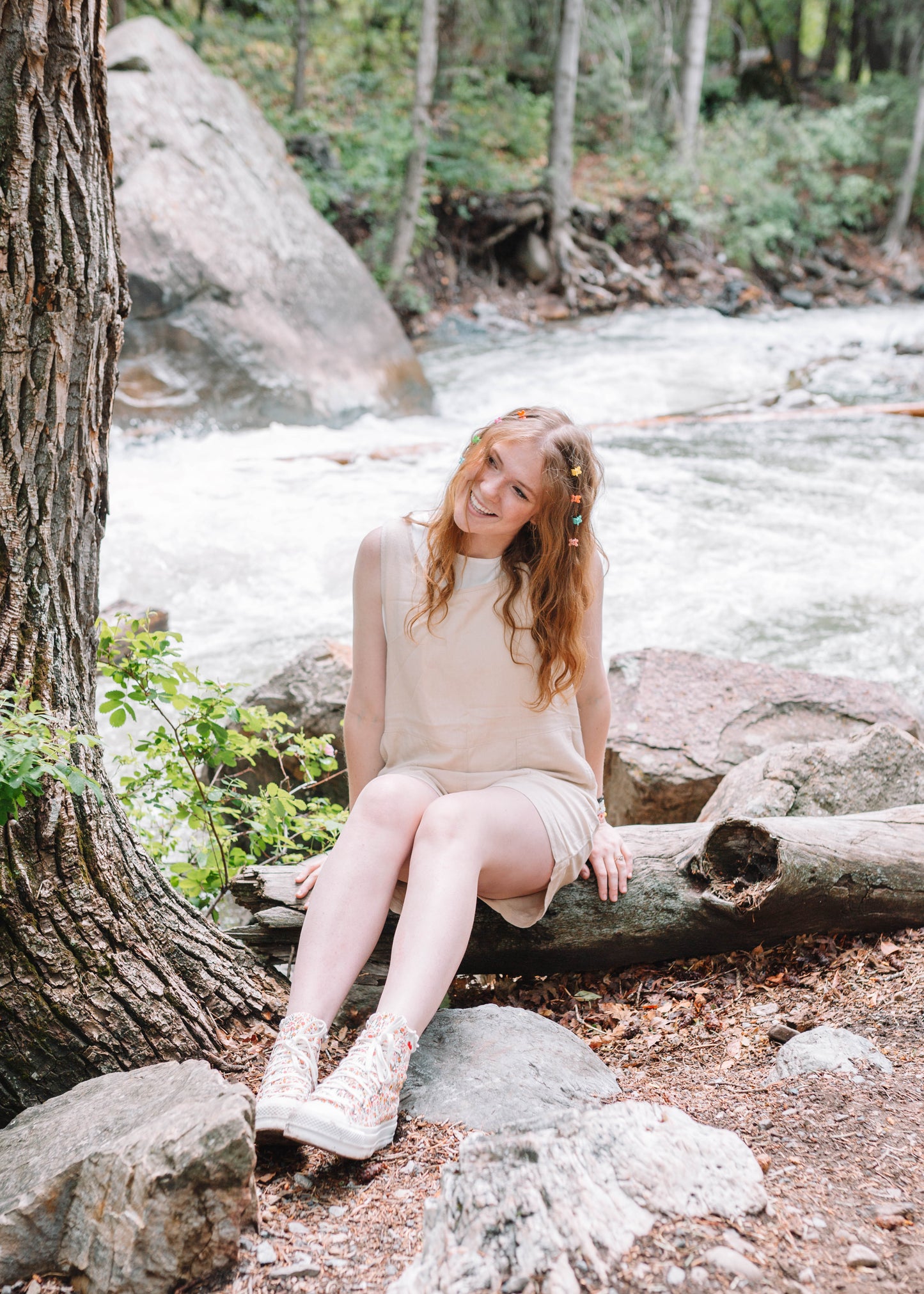 summer sunshine linen romper in taupe