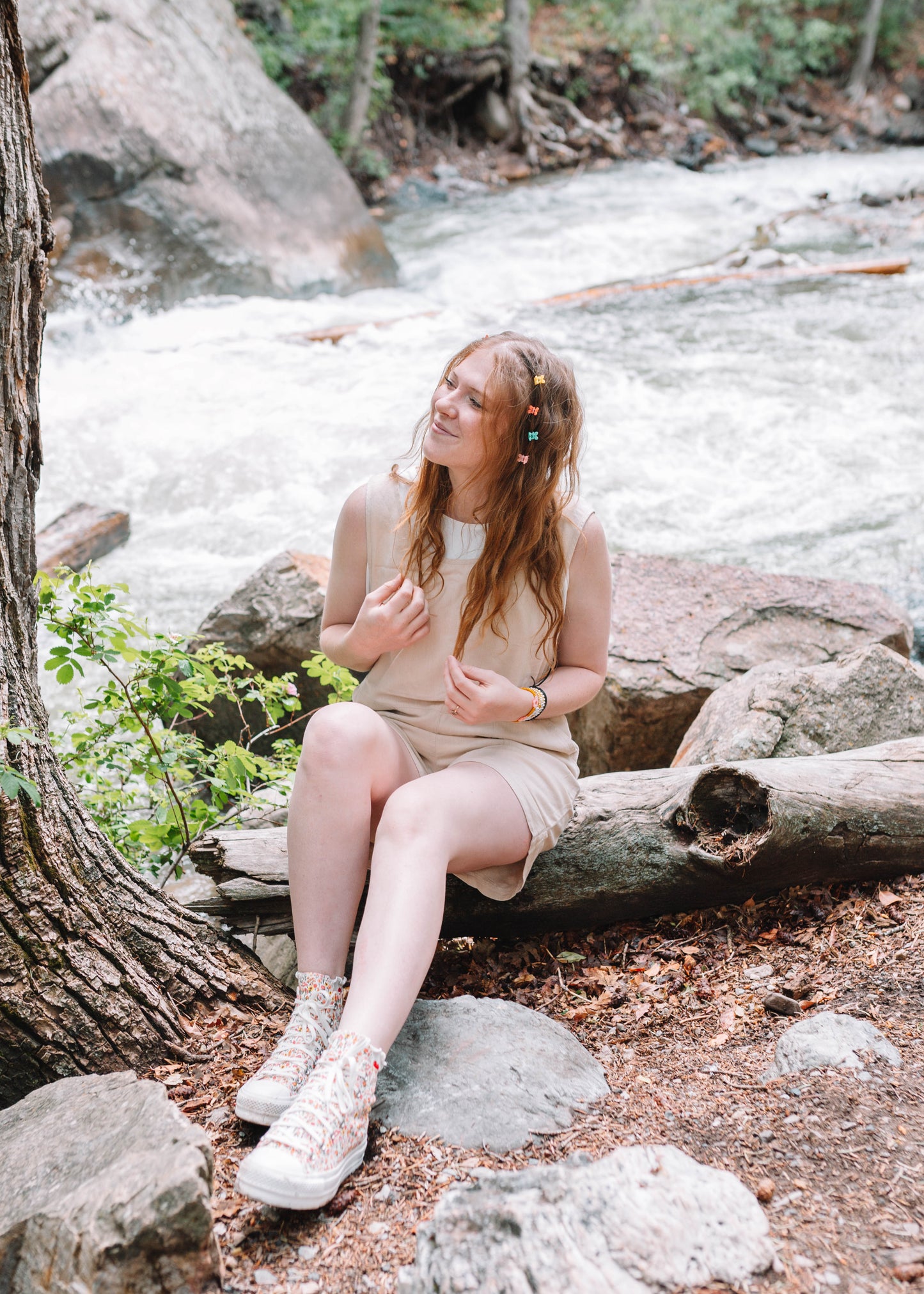 summer sunshine linen romper in taupe