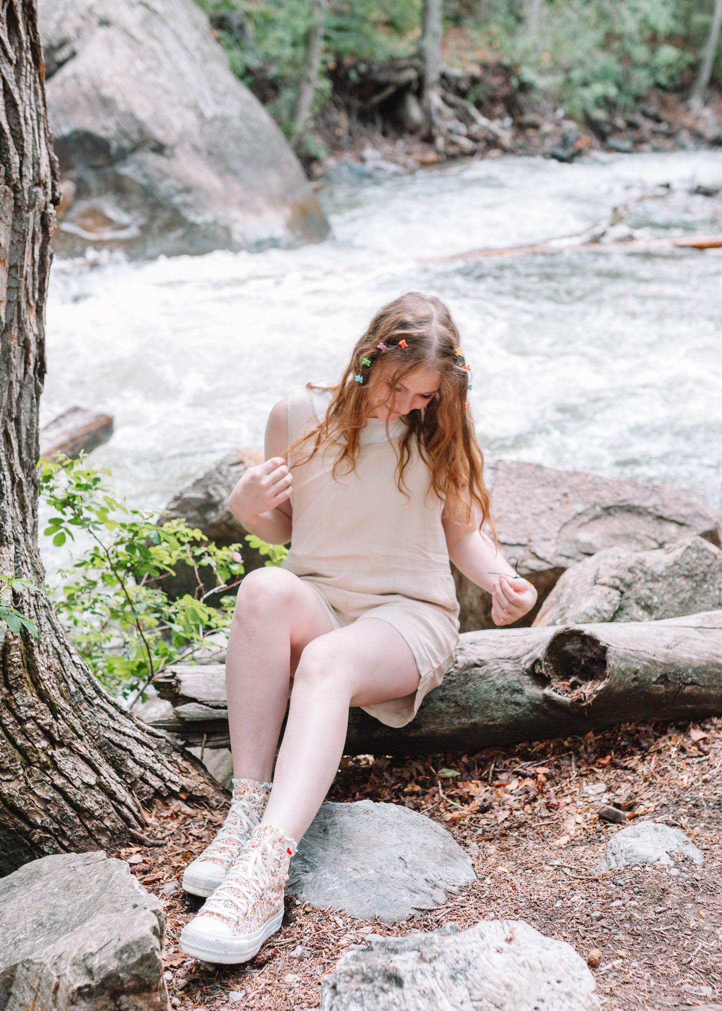 summer sunshine linen romper in taupe