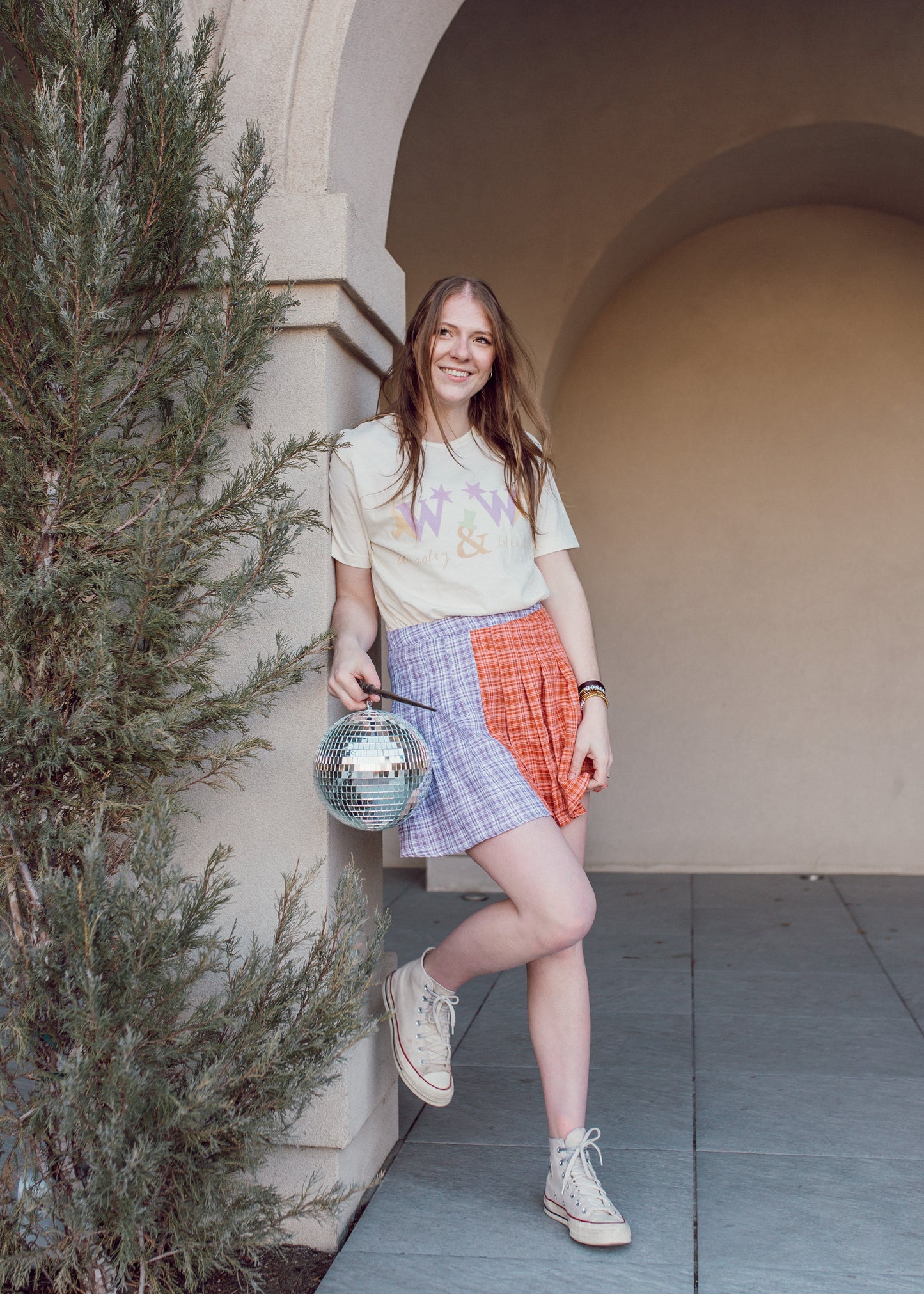 wizard wheezes skirt in orange & purple
