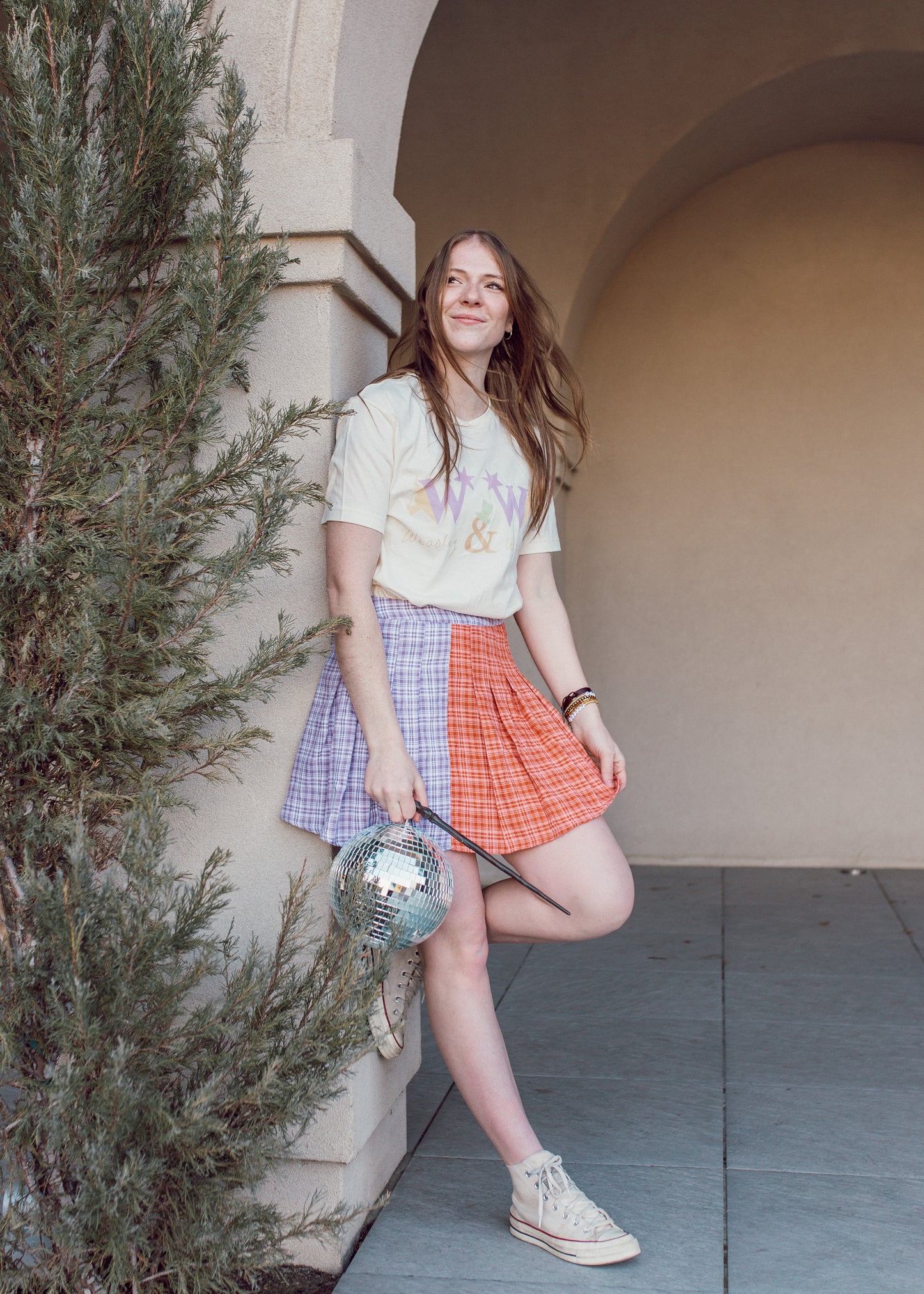 wizard wheezes skirt in orange & purple