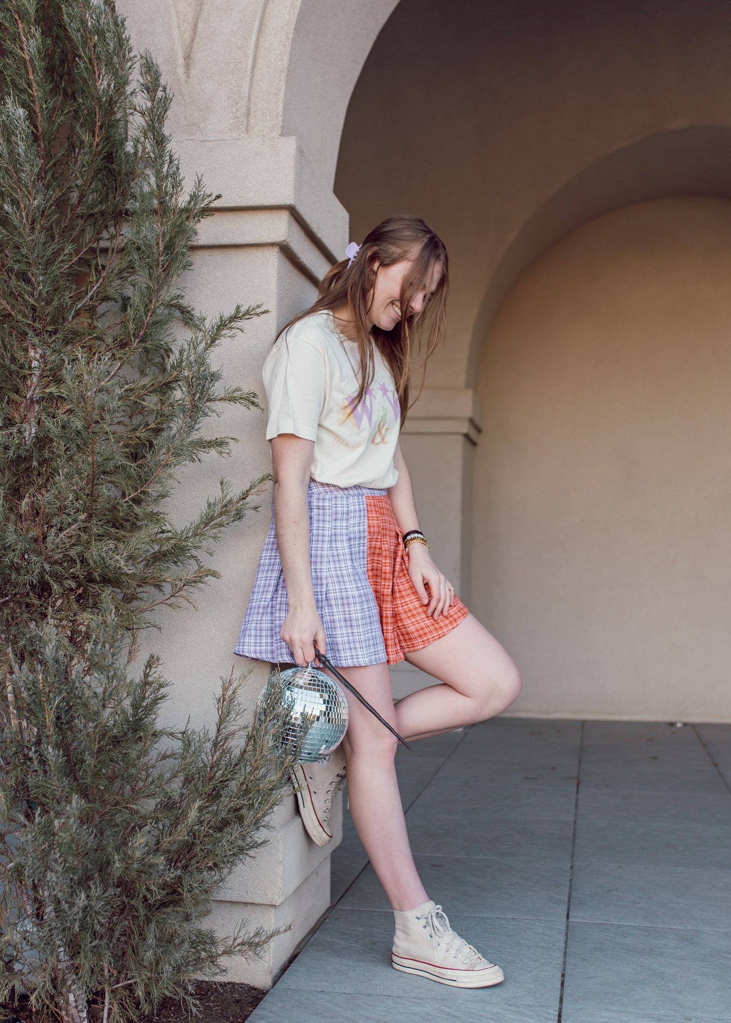 wizard wheezes skirt in orange & purple