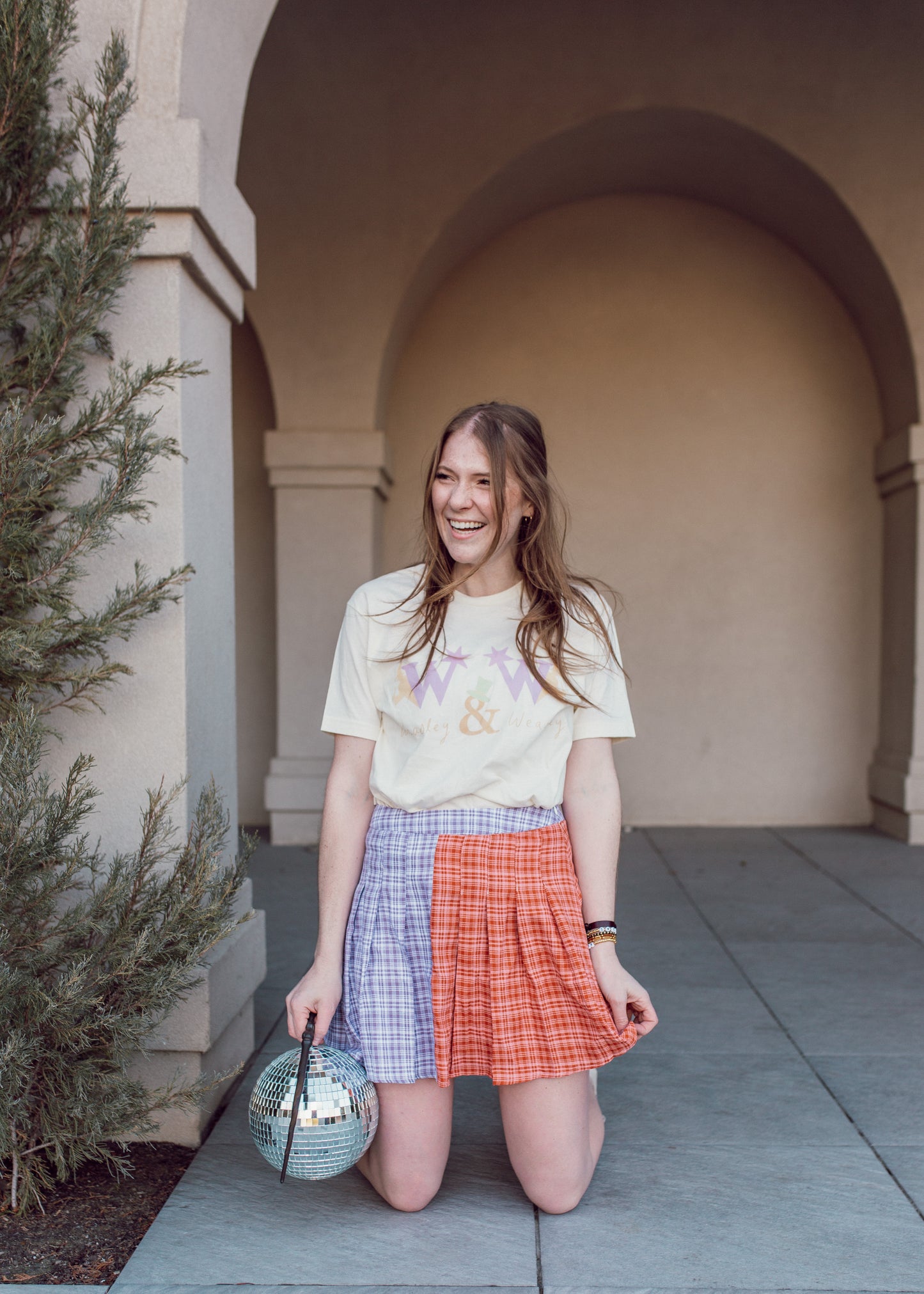 wizard wheezes skirt in orange & purple