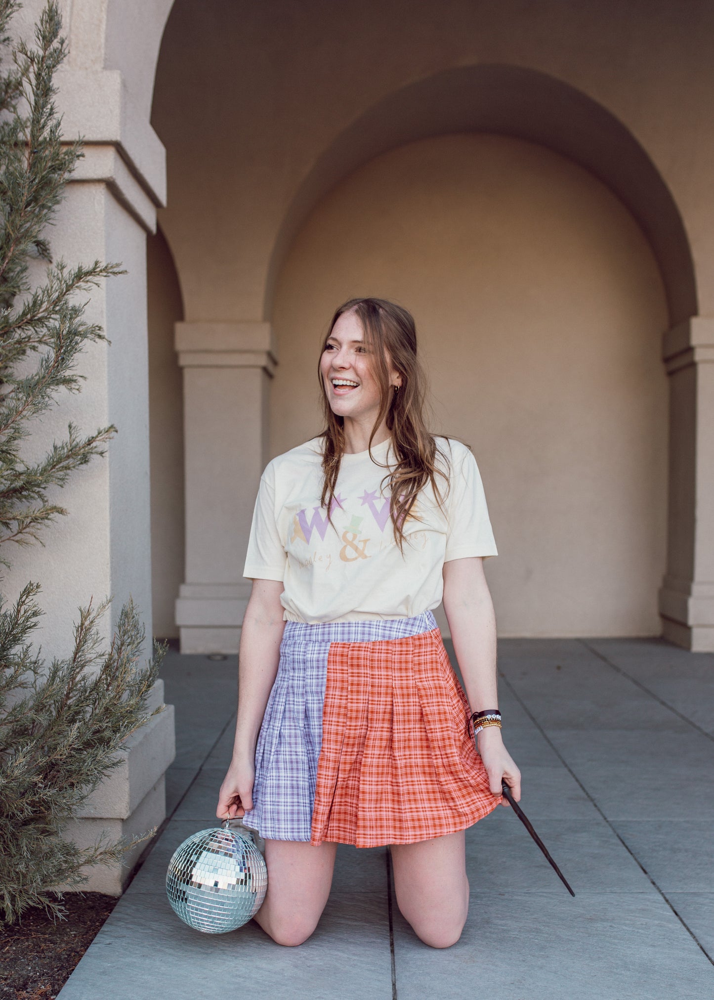 wizard wheezes skirt in orange & purple