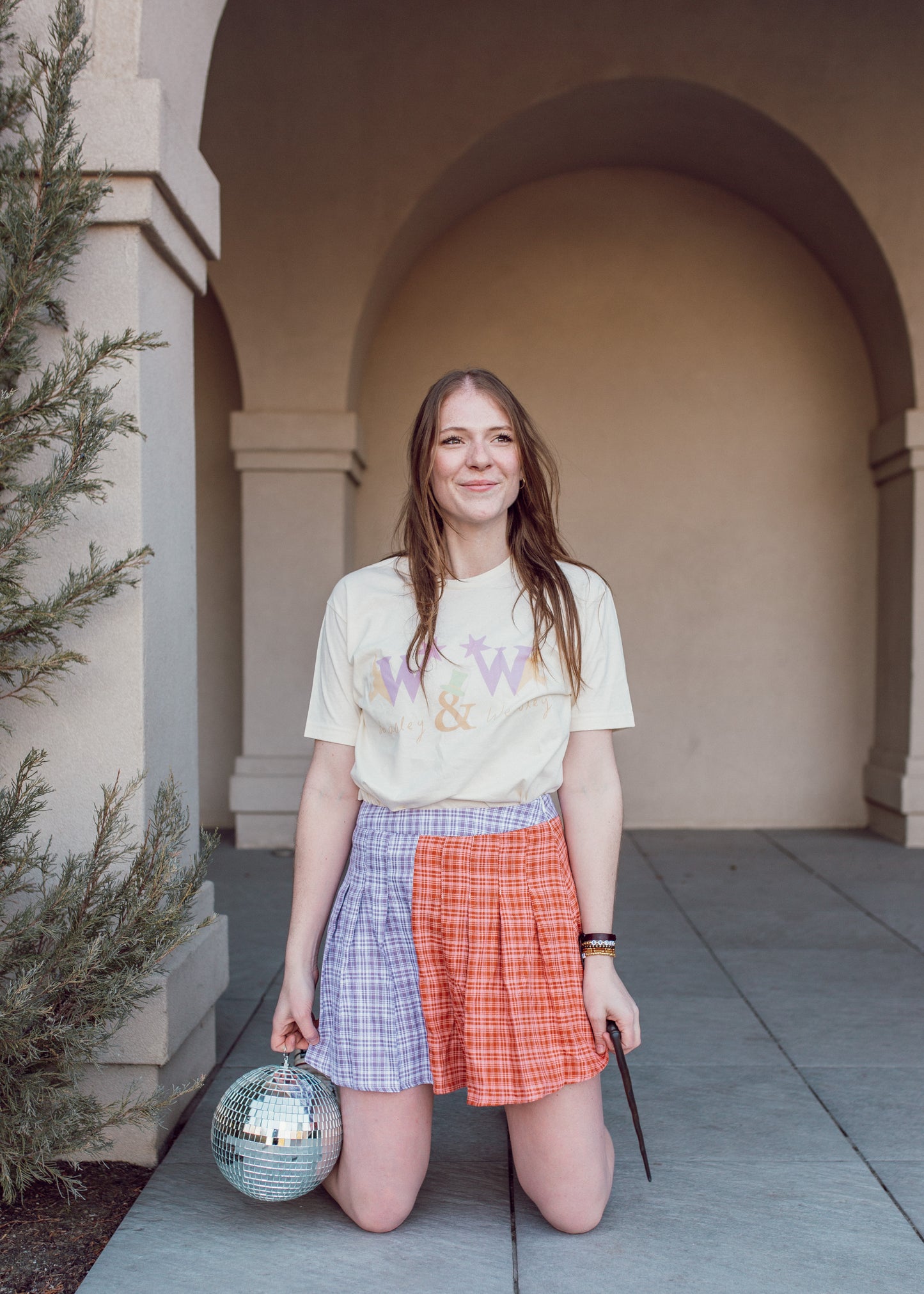 wizard wheezes skirt in orange & purple