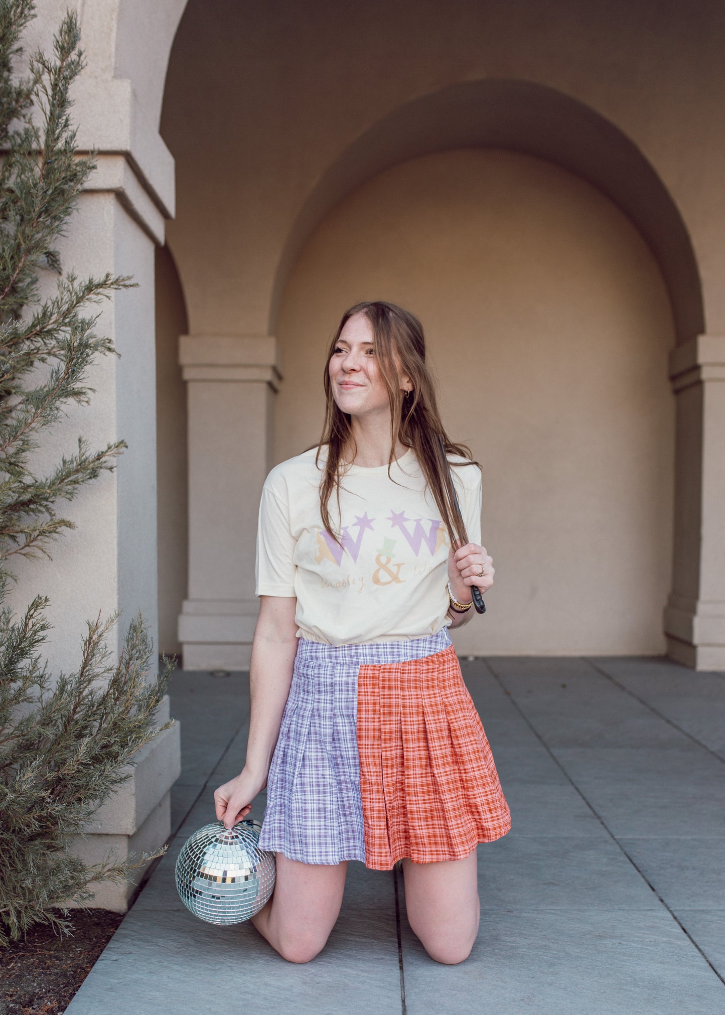 wizard wheezes skirt in orange & purple
