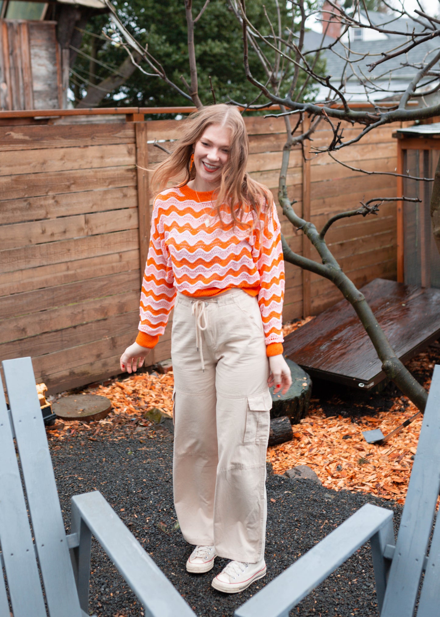 silver trio sweater in orange burst