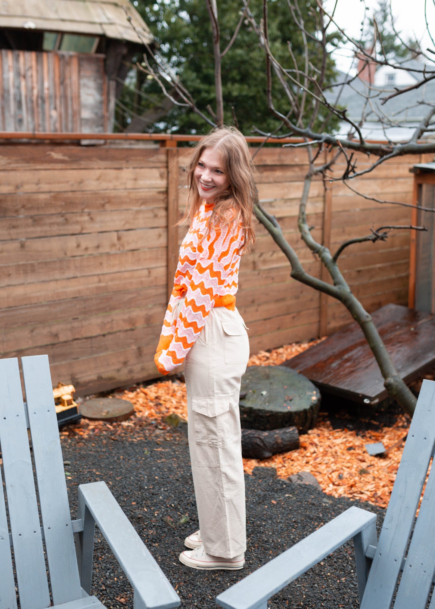 silver trio sweater in orange burst