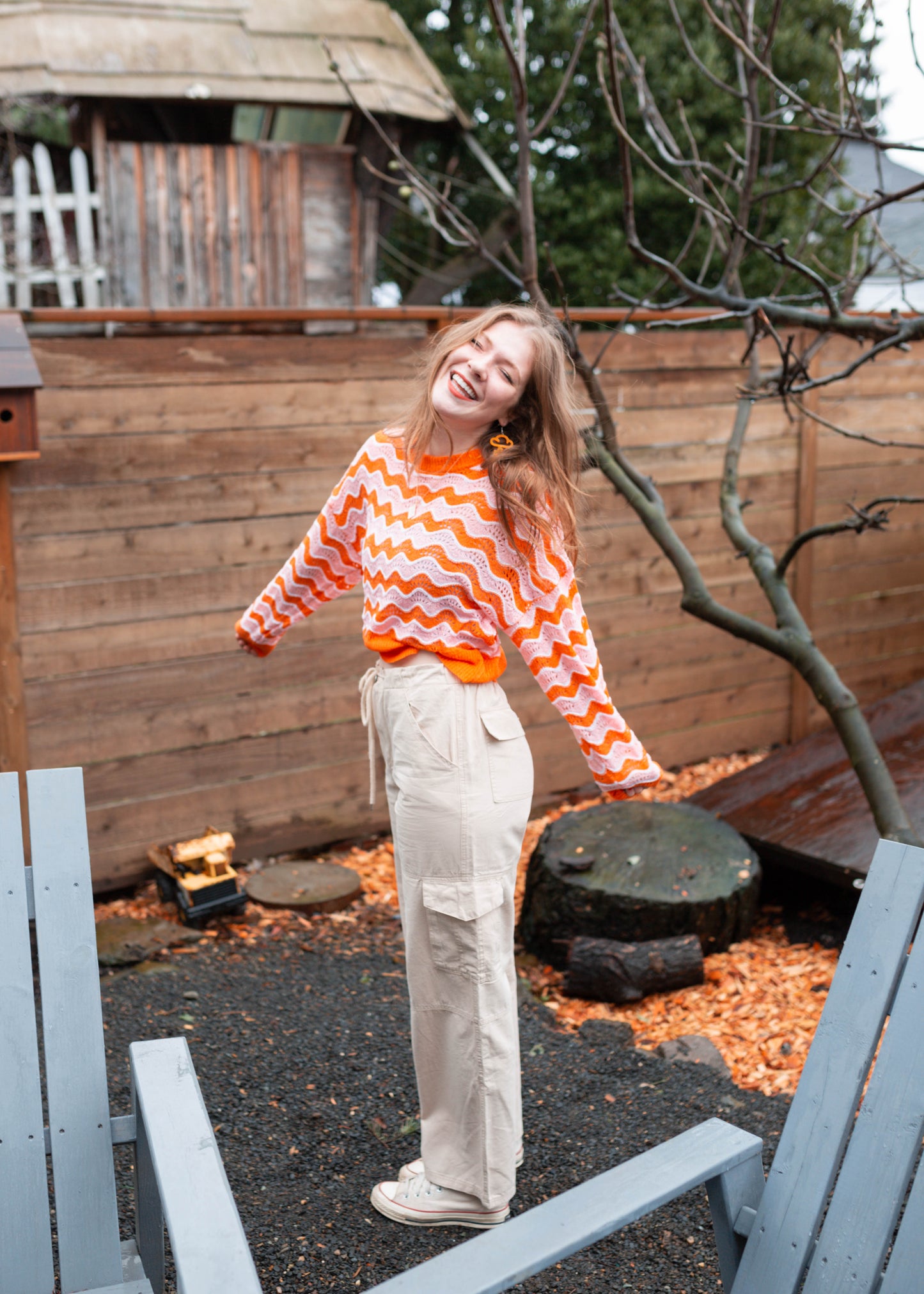 silver trio sweater in orange burst