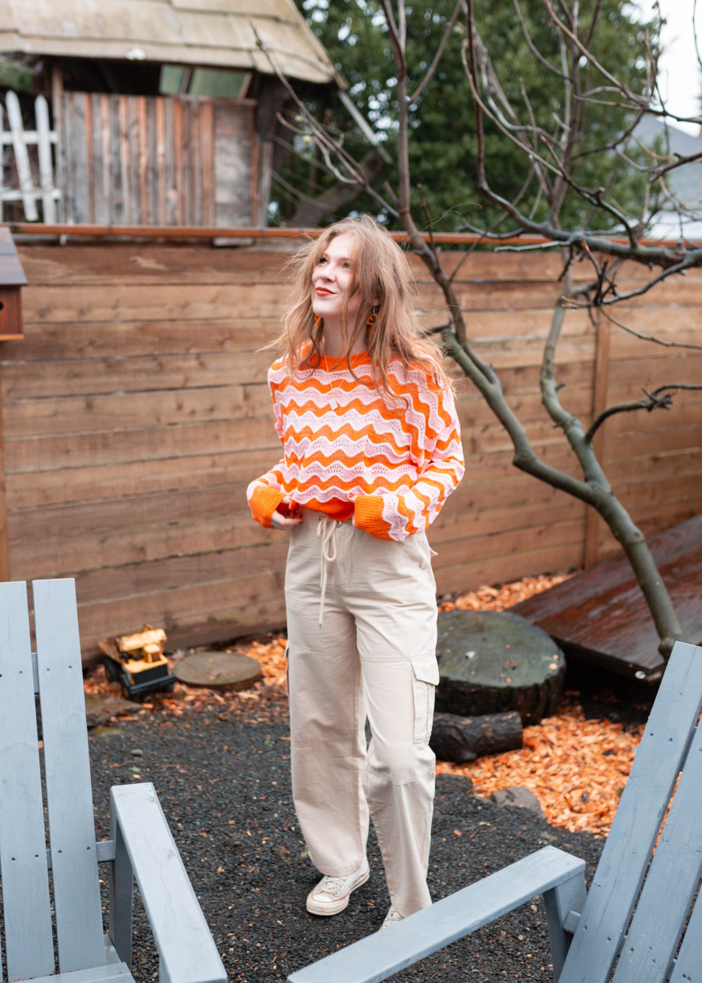 silver trio sweater in orange burst
