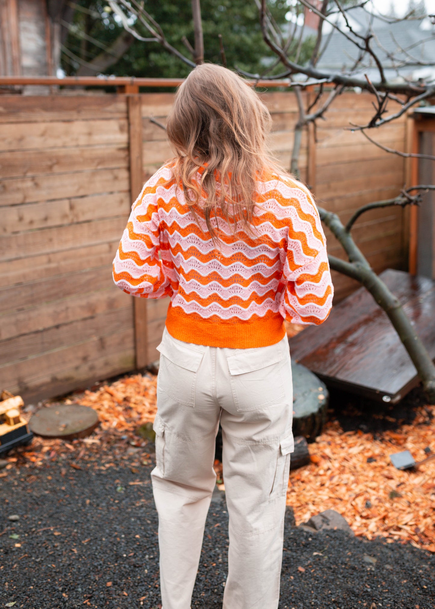 silver trio sweater in orange burst