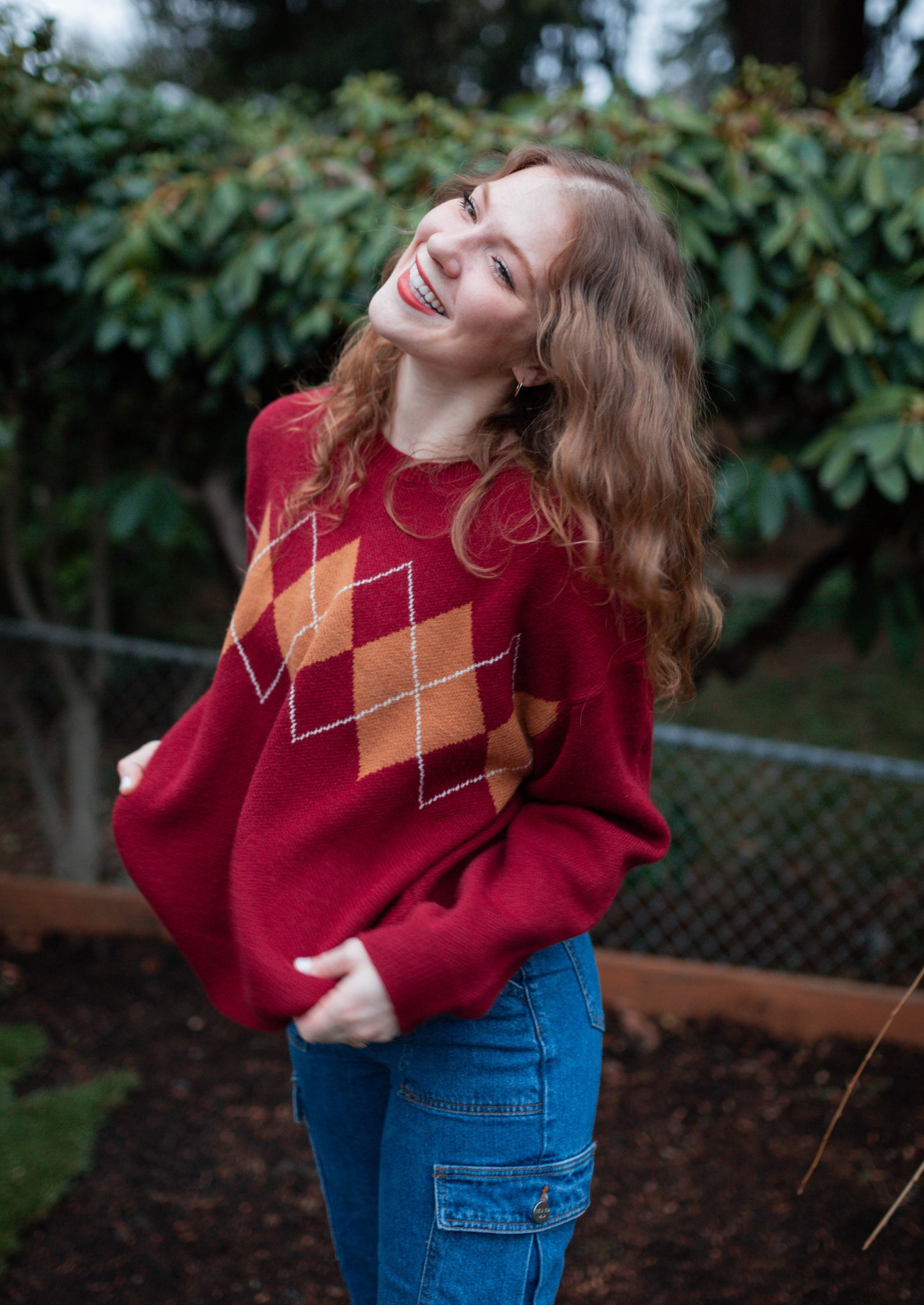 the sorting hat sweater in red & gold