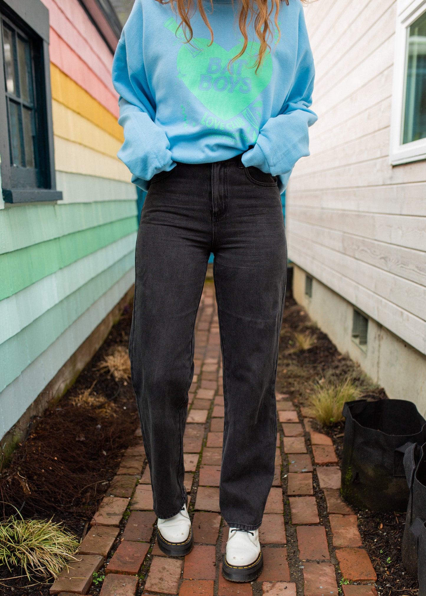 morally grey straight leg denim