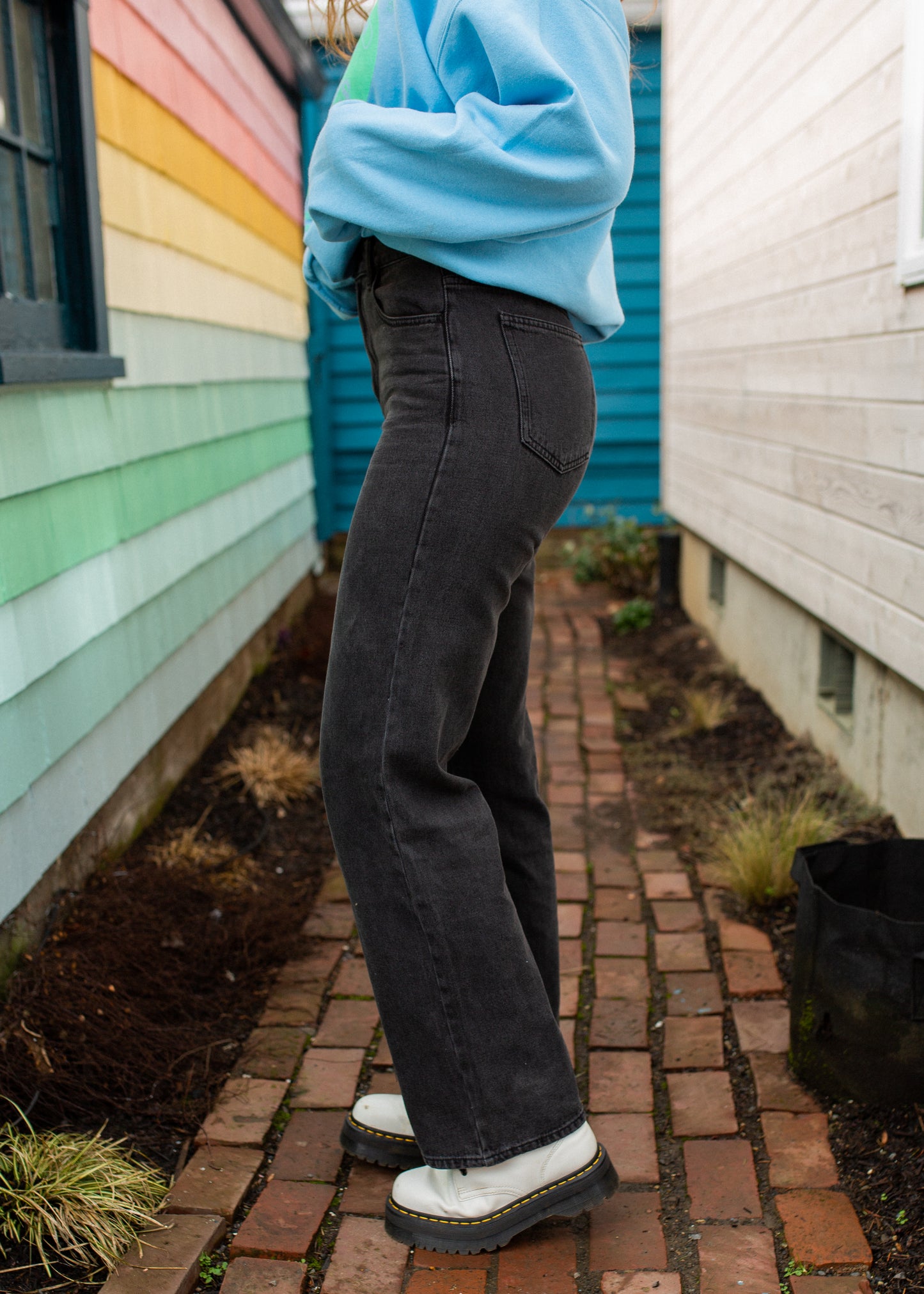 morally grey straight leg denim