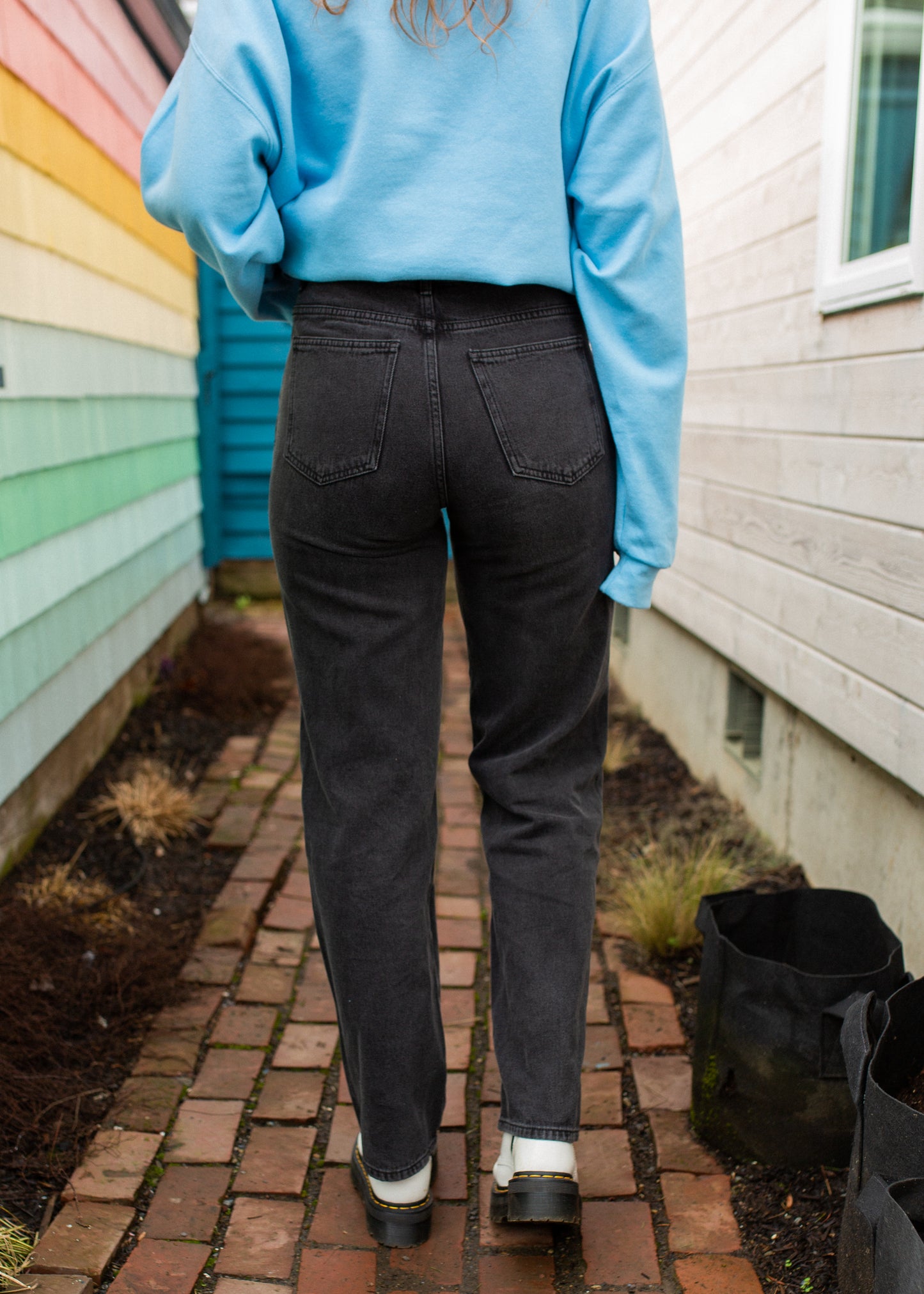 morally grey straight leg denim