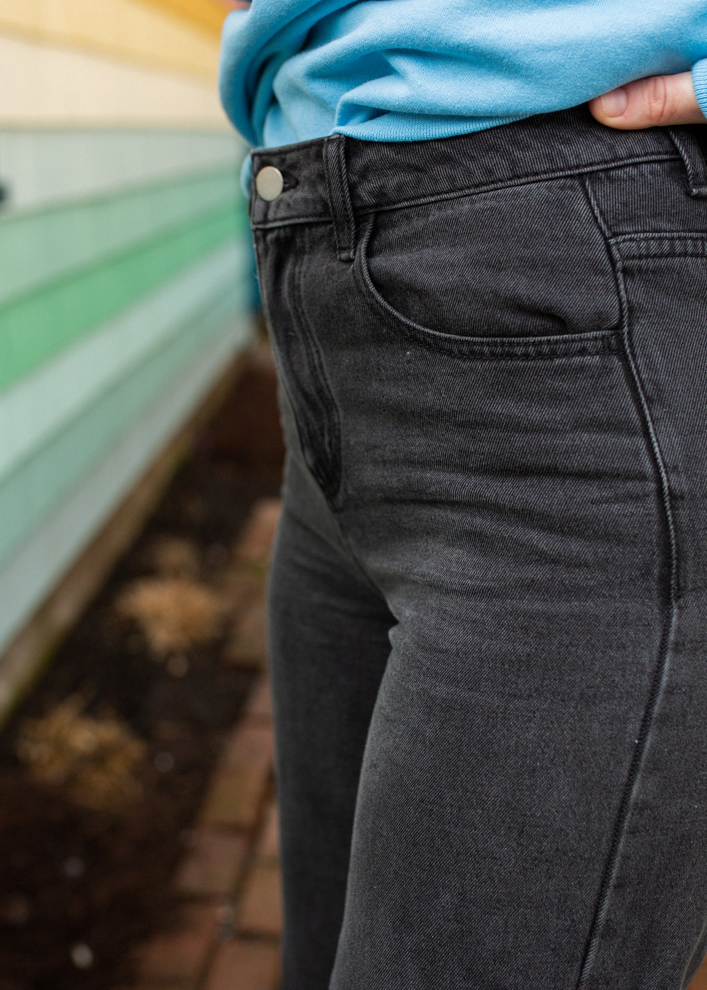 morally grey straight leg denim