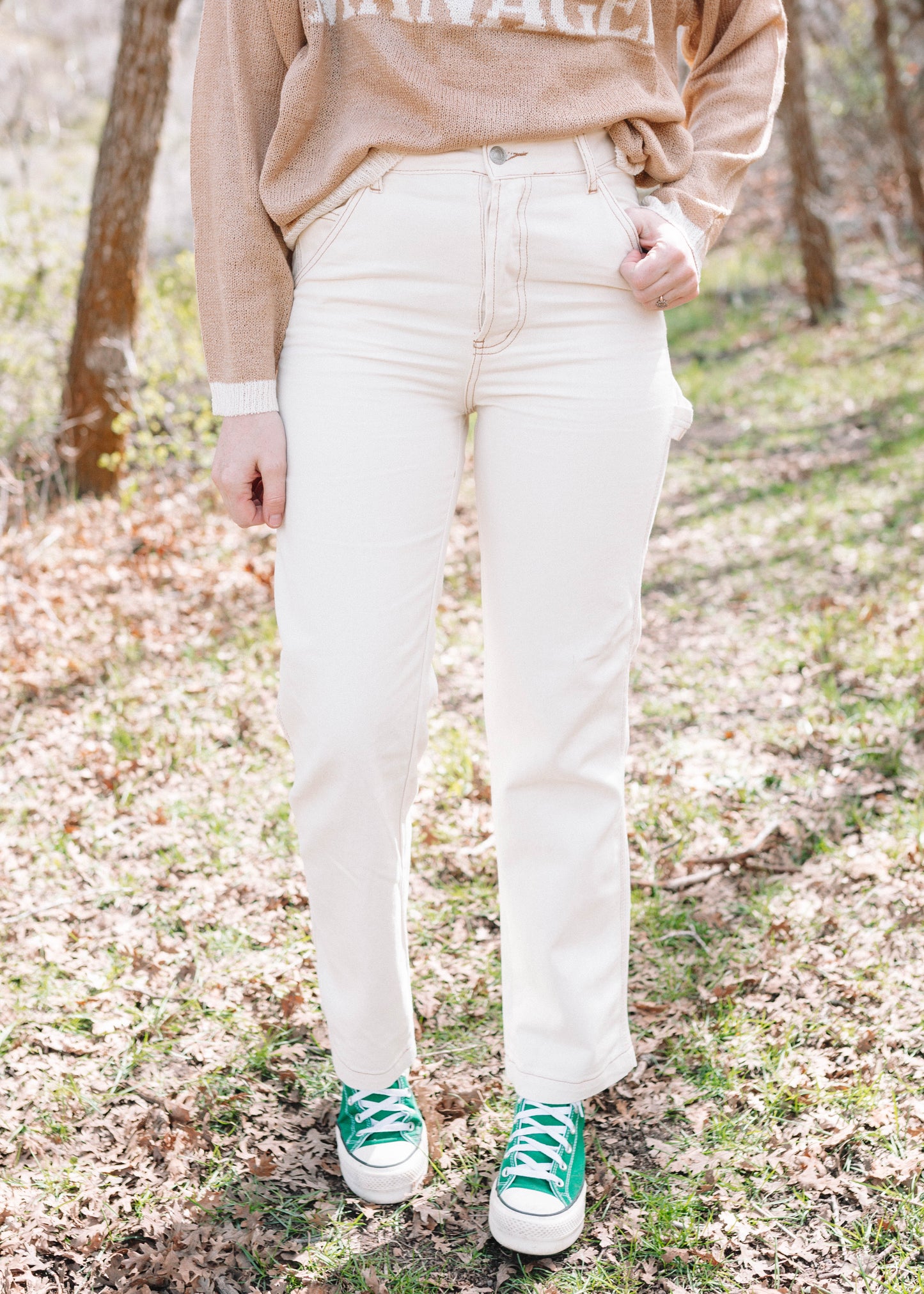 until the end cargo pants in ivory