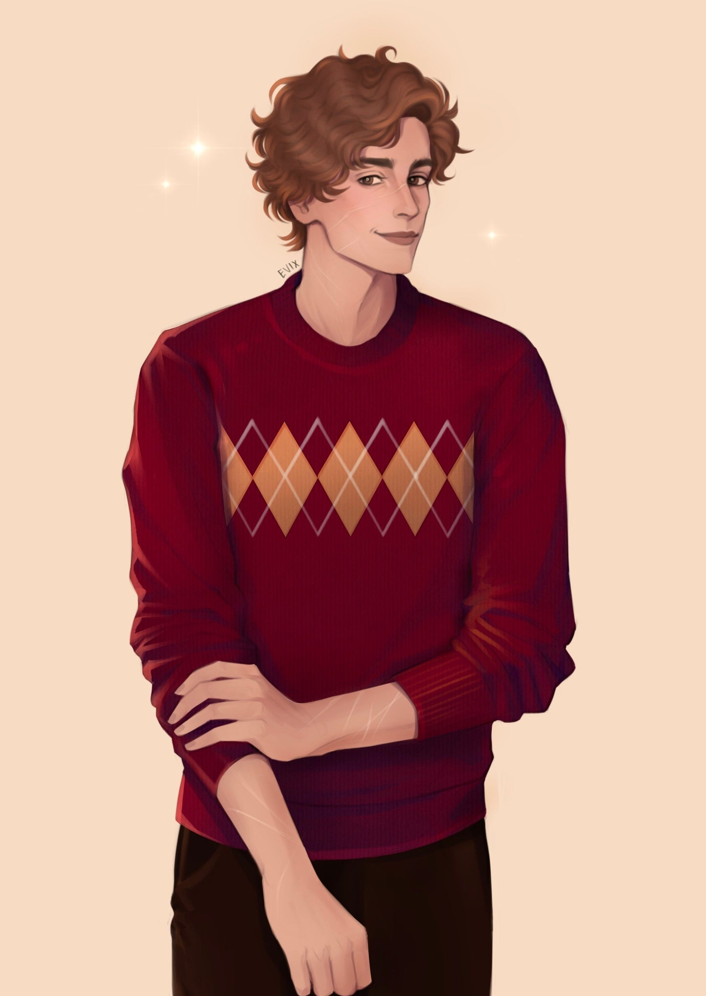 the sorting hat sweater in red & gold