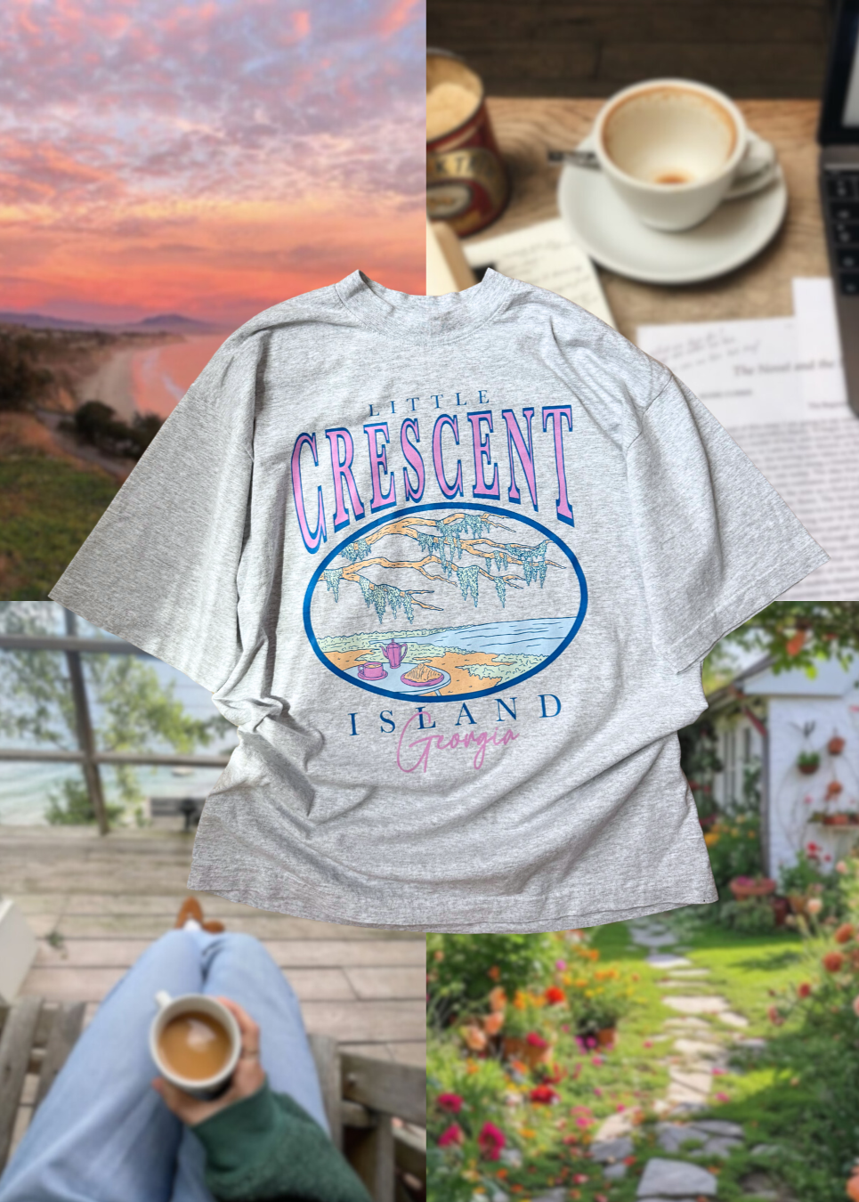 little crescent island tee in ash grey
