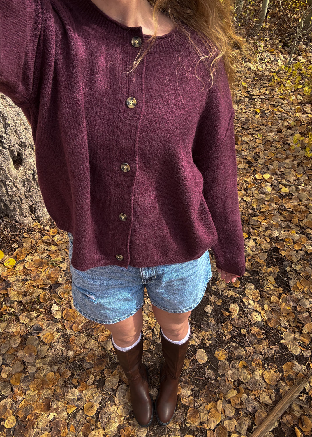 midnights cardigan in maroon