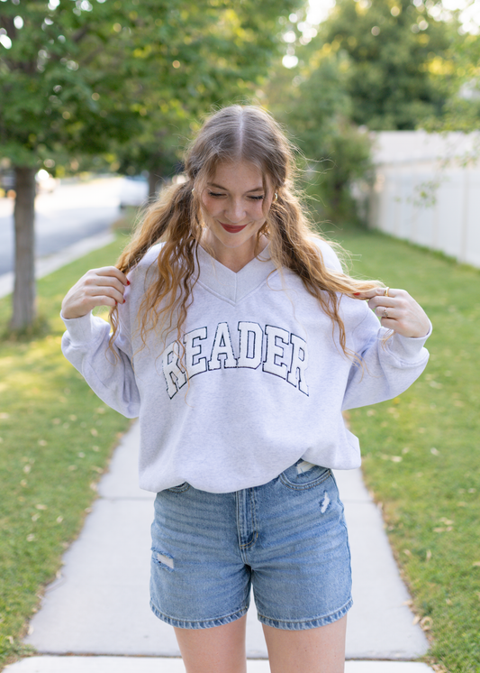 reader v-neck sweatshirt