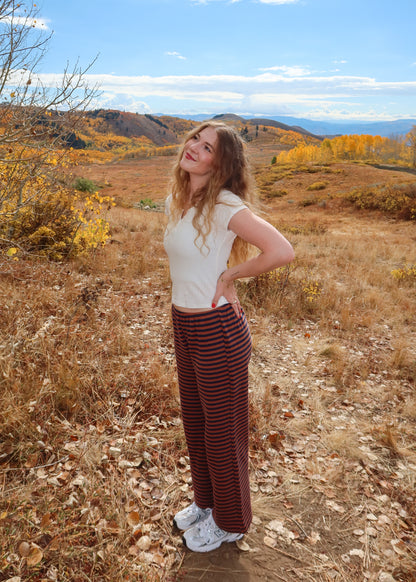 gold rush striped pants