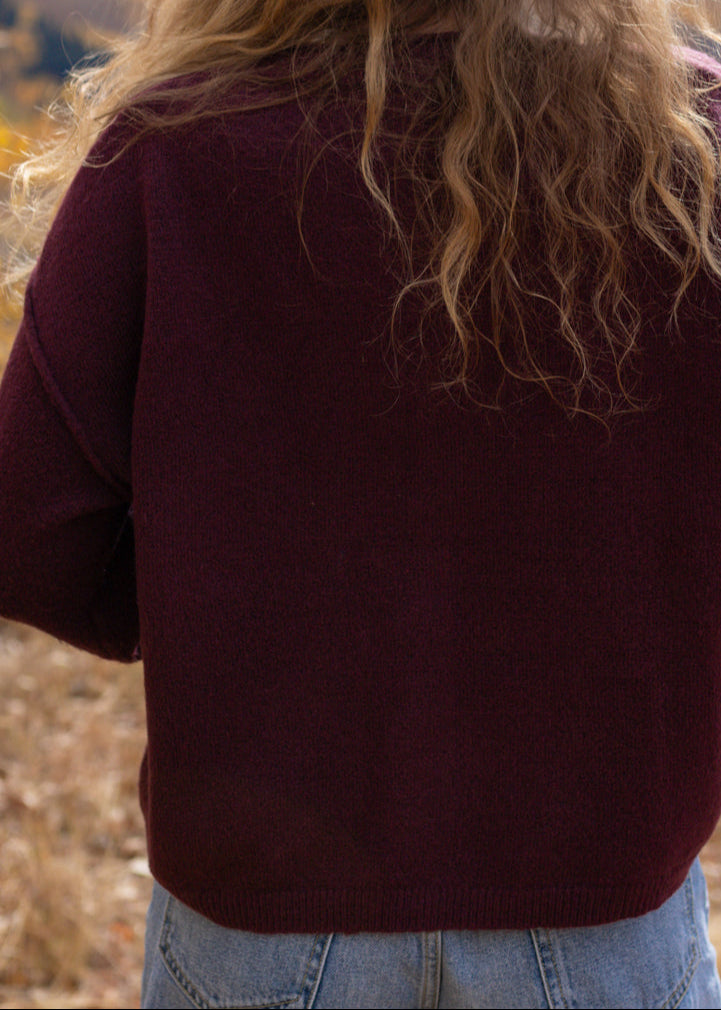 midnights cardigan in maroon