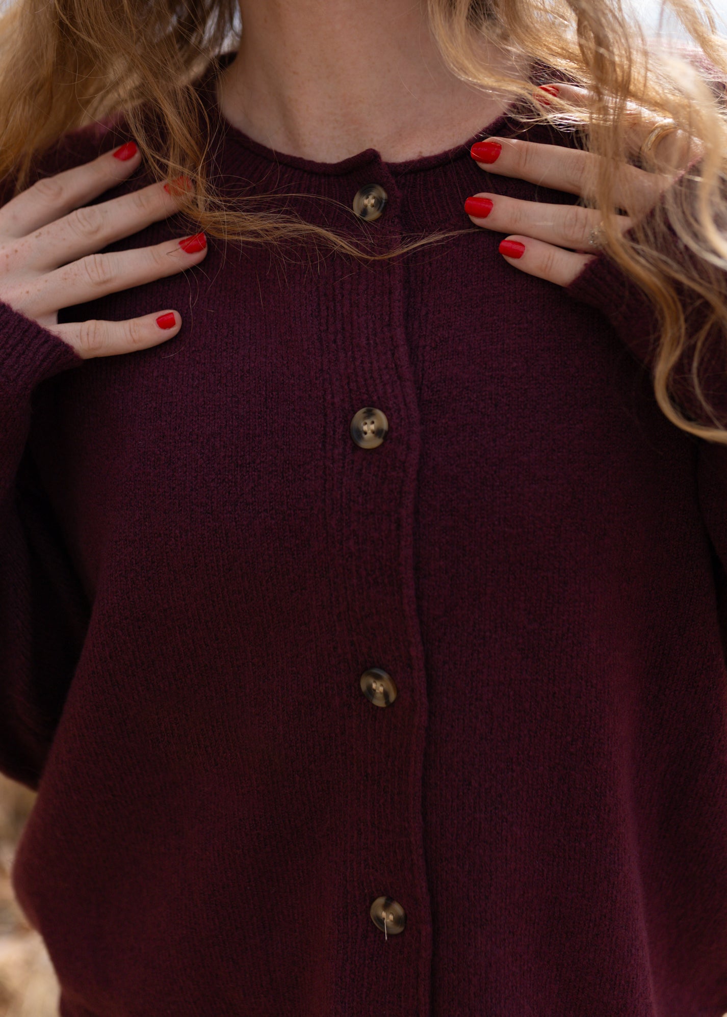 midnights cardigan in maroon