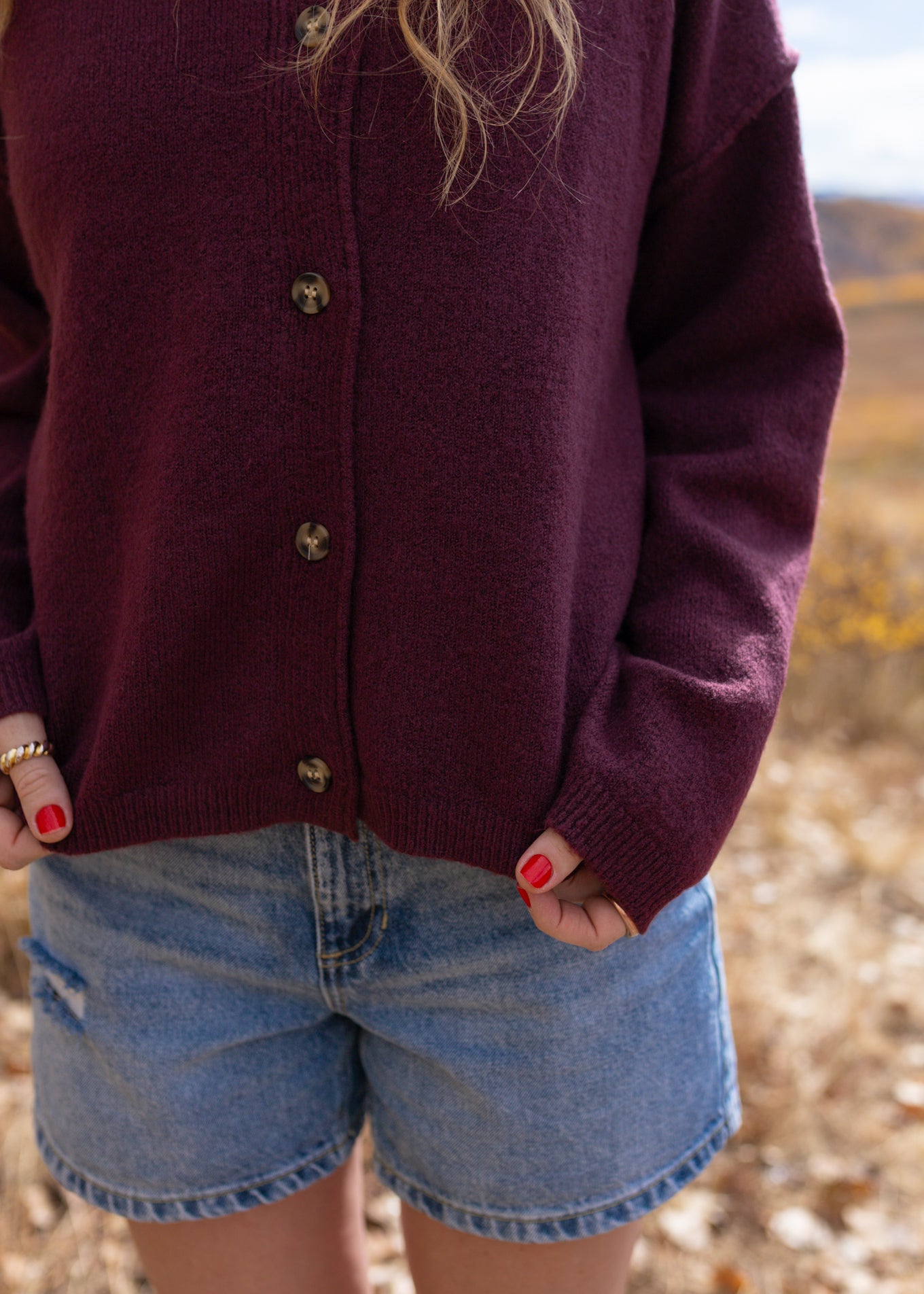 midnights cardigan in maroon