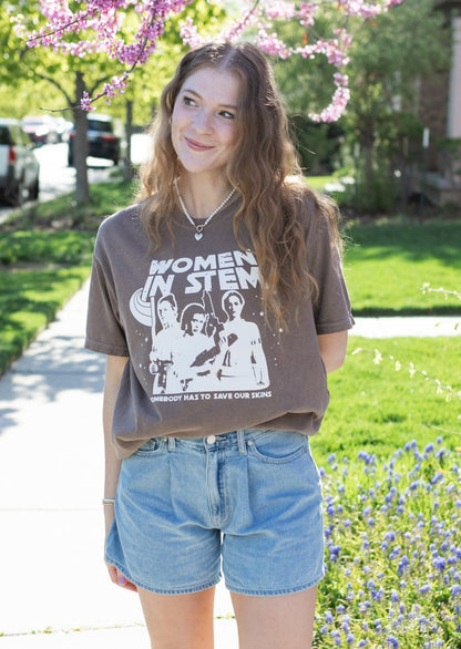 women in stem tee in cocoa