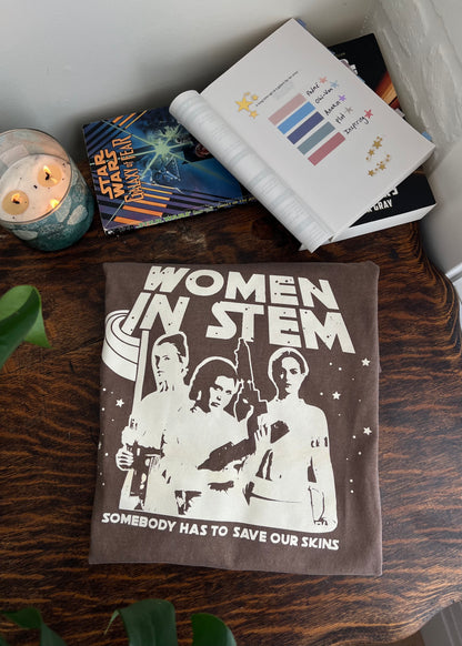 women in stem tee in cocoa